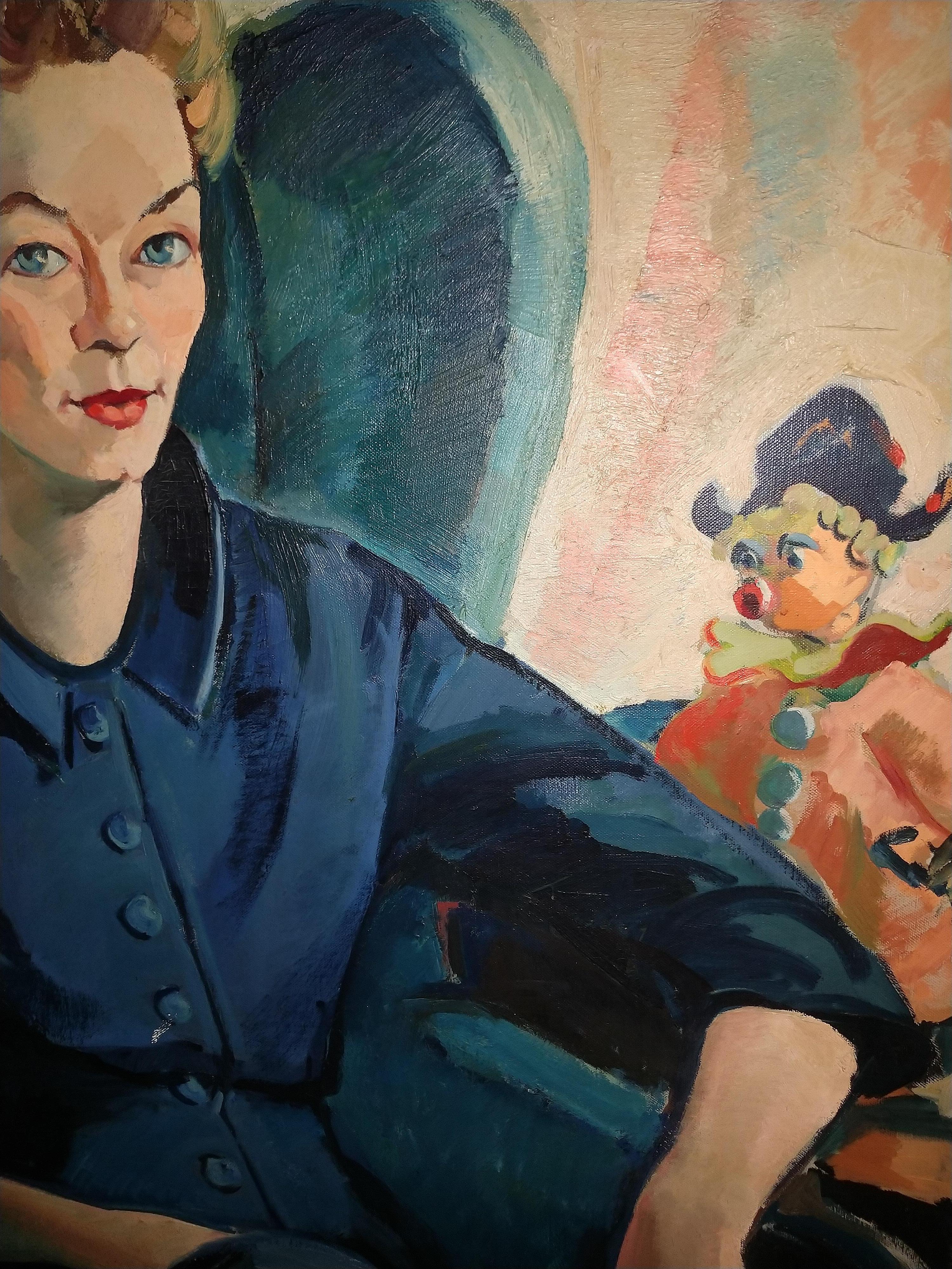 Modern Portrait of a Woman in Blue by Ruth Van Sickle Ford