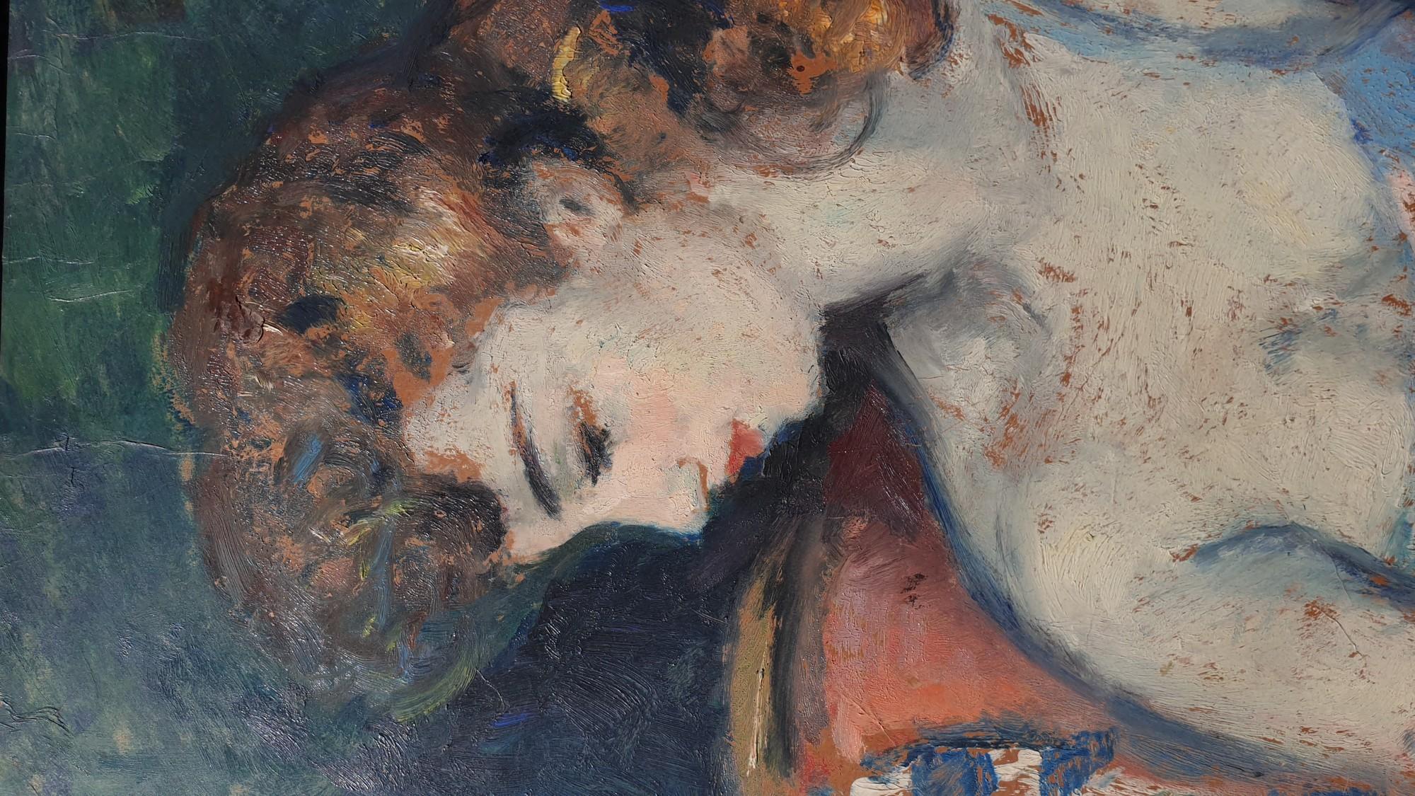 European Portrait Of A Woman, Oil On Panel, 20th Century For Sale