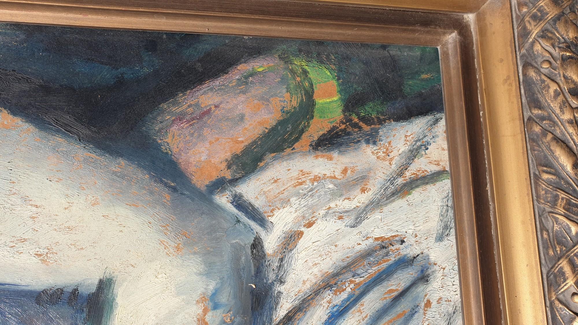 Paint Portrait Of A Woman, Oil On Panel, 20th Century For Sale