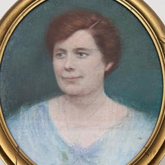 Portrait of a Woman, Pastel, 1920s, in Gilt Frame