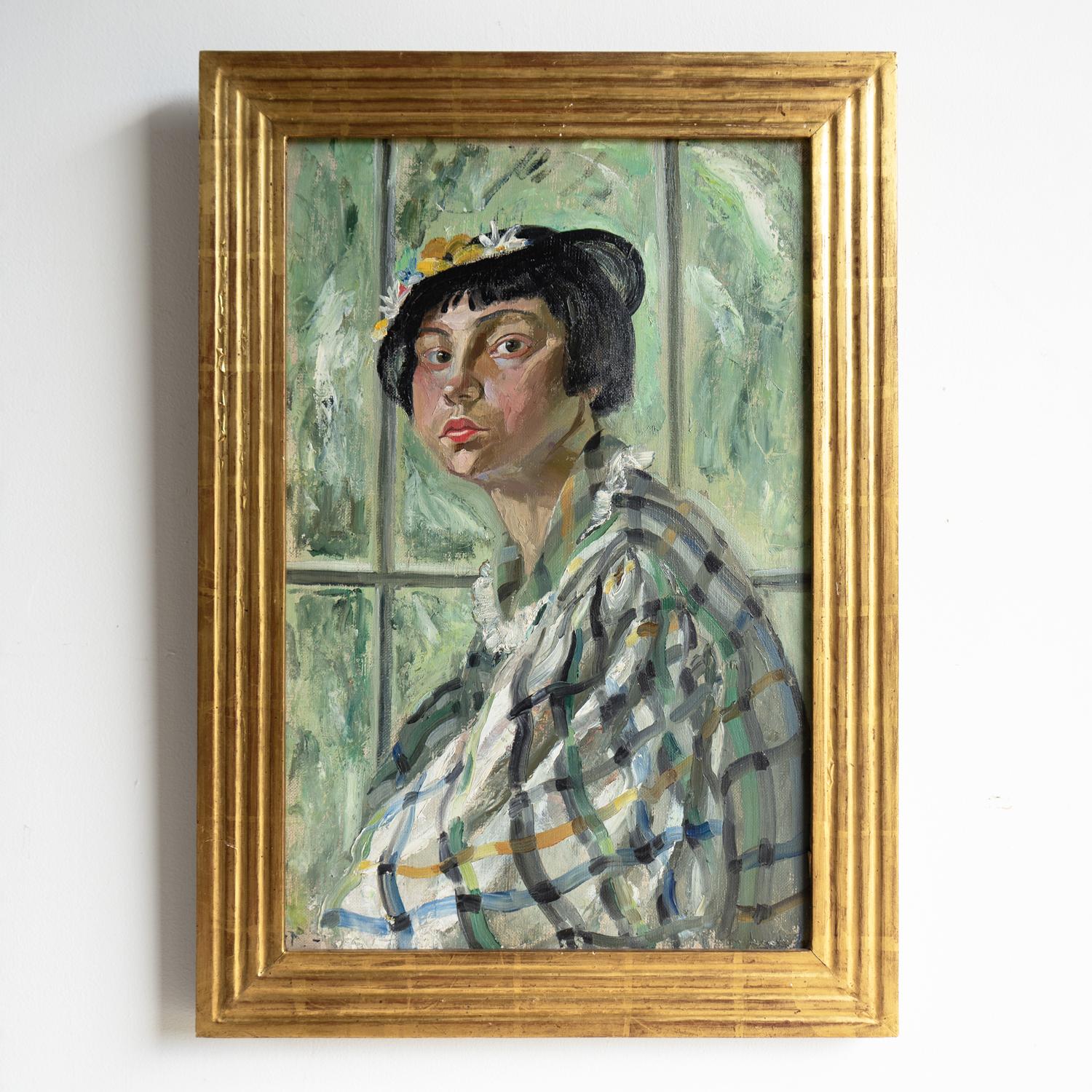 Ritratto di una donna con un cespuglio, pittura a olio originale d'epoca, scozzese, anni '30

DIPINTO ORIGINALE A OLIO SU TELA RAFFIGURANTE UNA DONNA, XX SECOLO

Un ritratto di carattere che raffigura una donna profondamente pensierosa, che emana