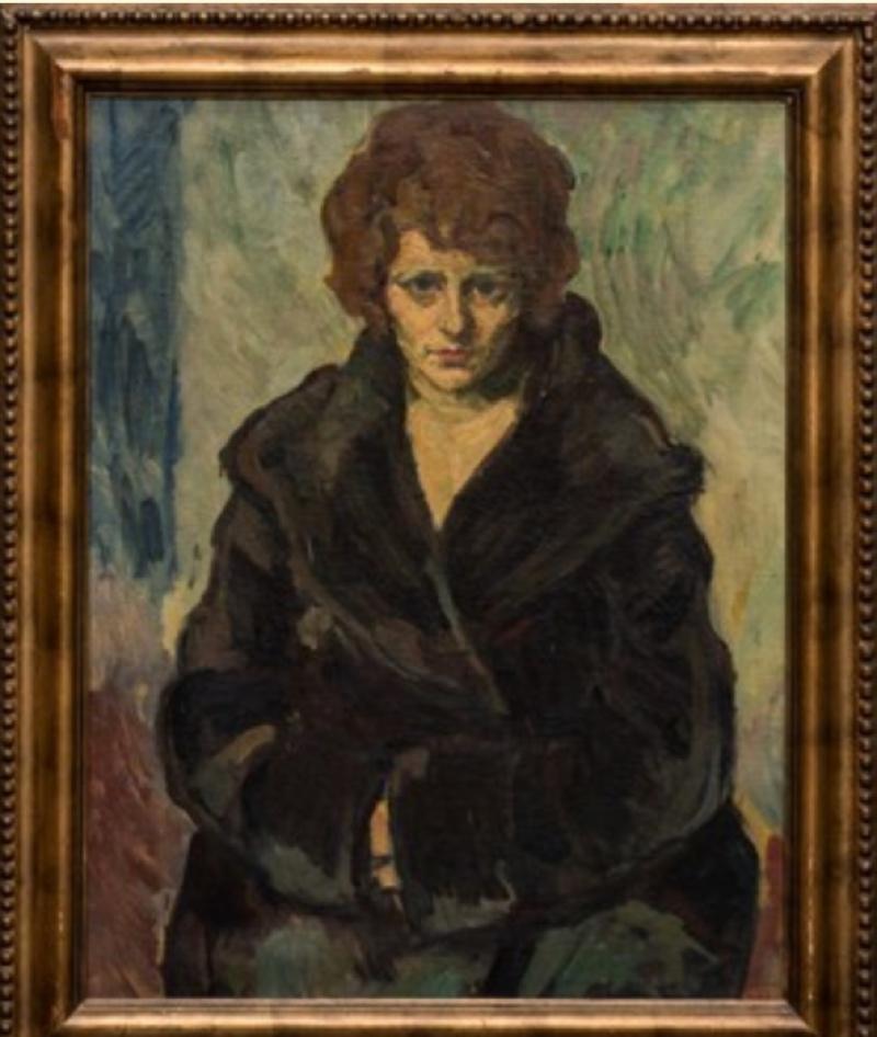 Wilhelm Wils was a Danish painter born in 1880. 

Portrait of a Woman in Coat

Oil on canvas

Measures Approx : 38.2”H x 32”W.