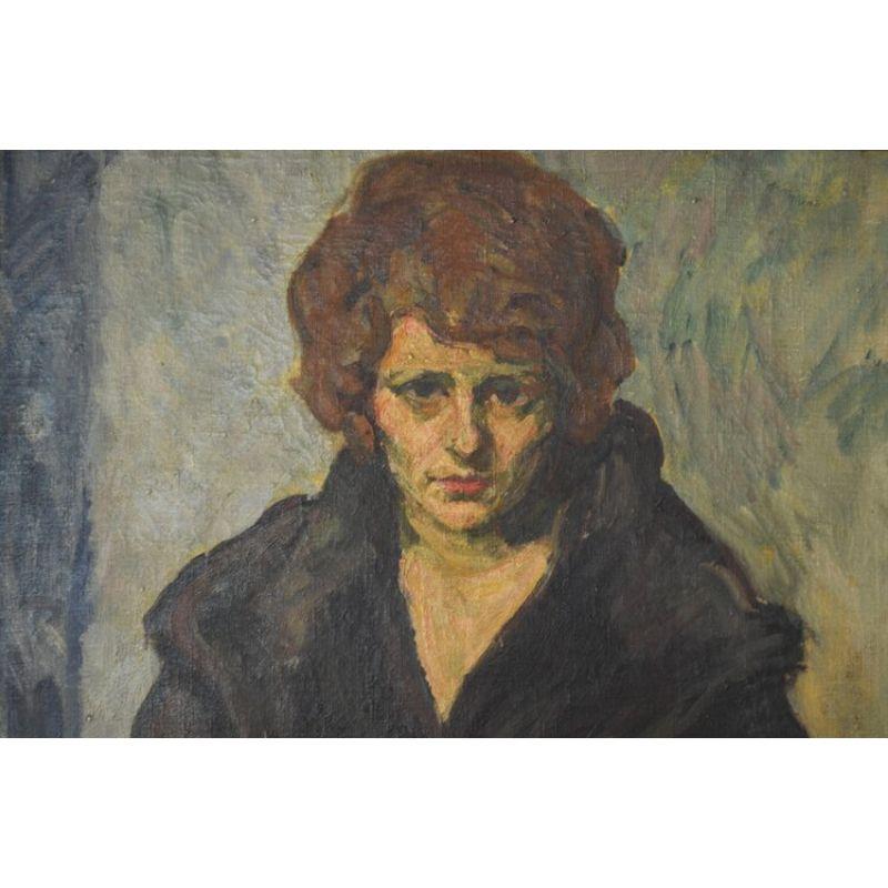 Danish Portrait of A Women in A Coat by Wilhelm Wils For Sale