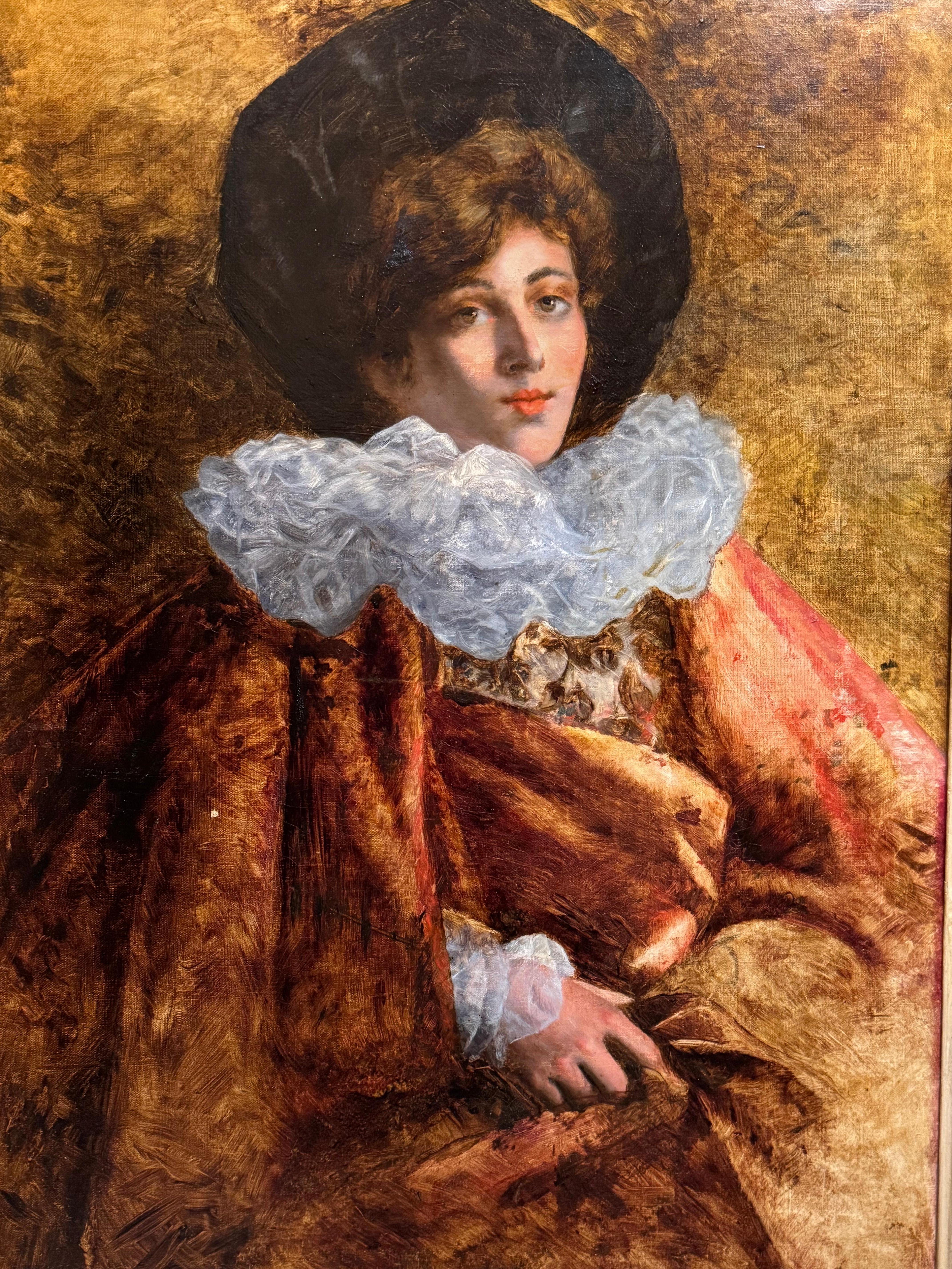 Art Nouveau Portrait of a young actress, A de Cailleux, 19th century For Sale