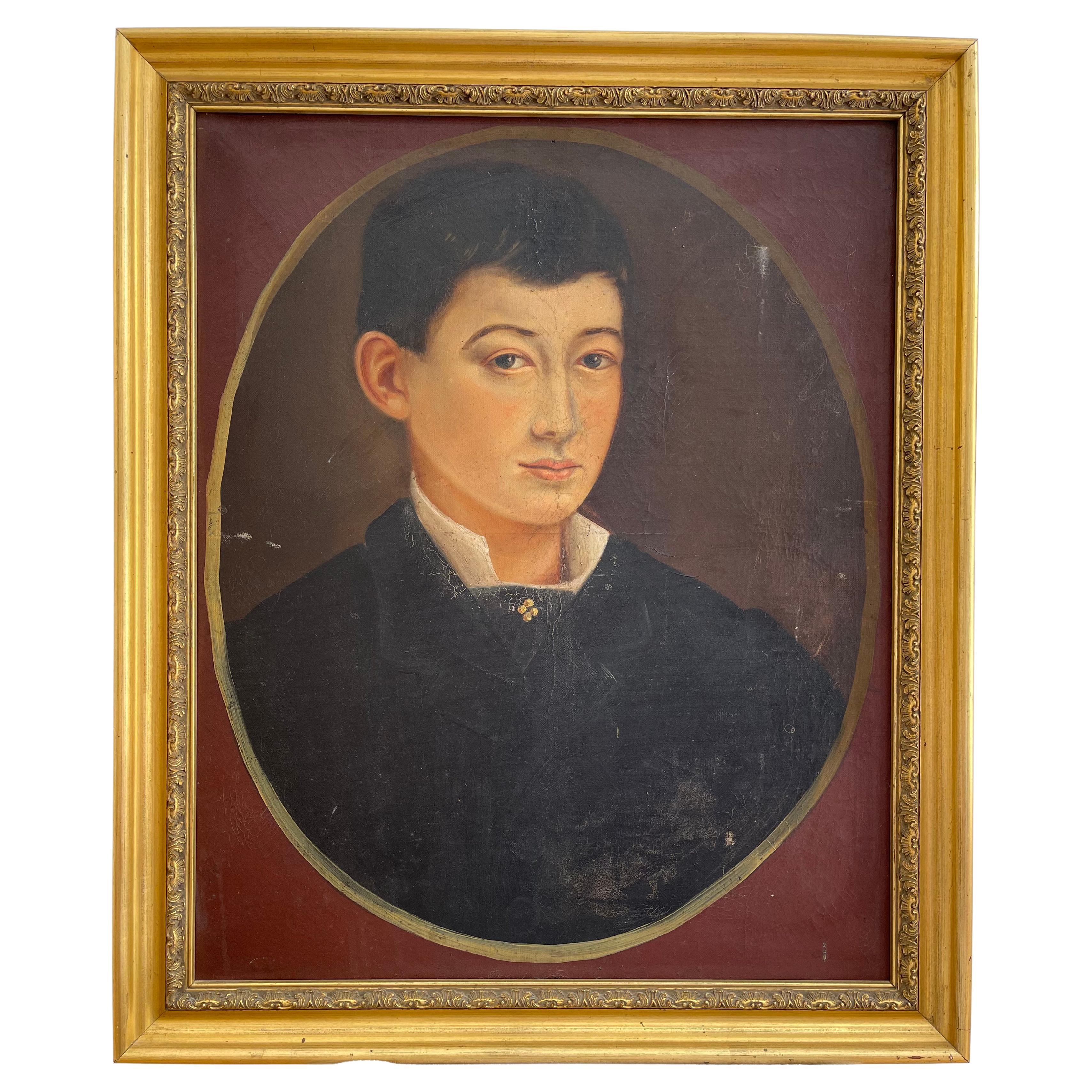 Portrait of a Young Boy, Oil on Canvas, 19th Century