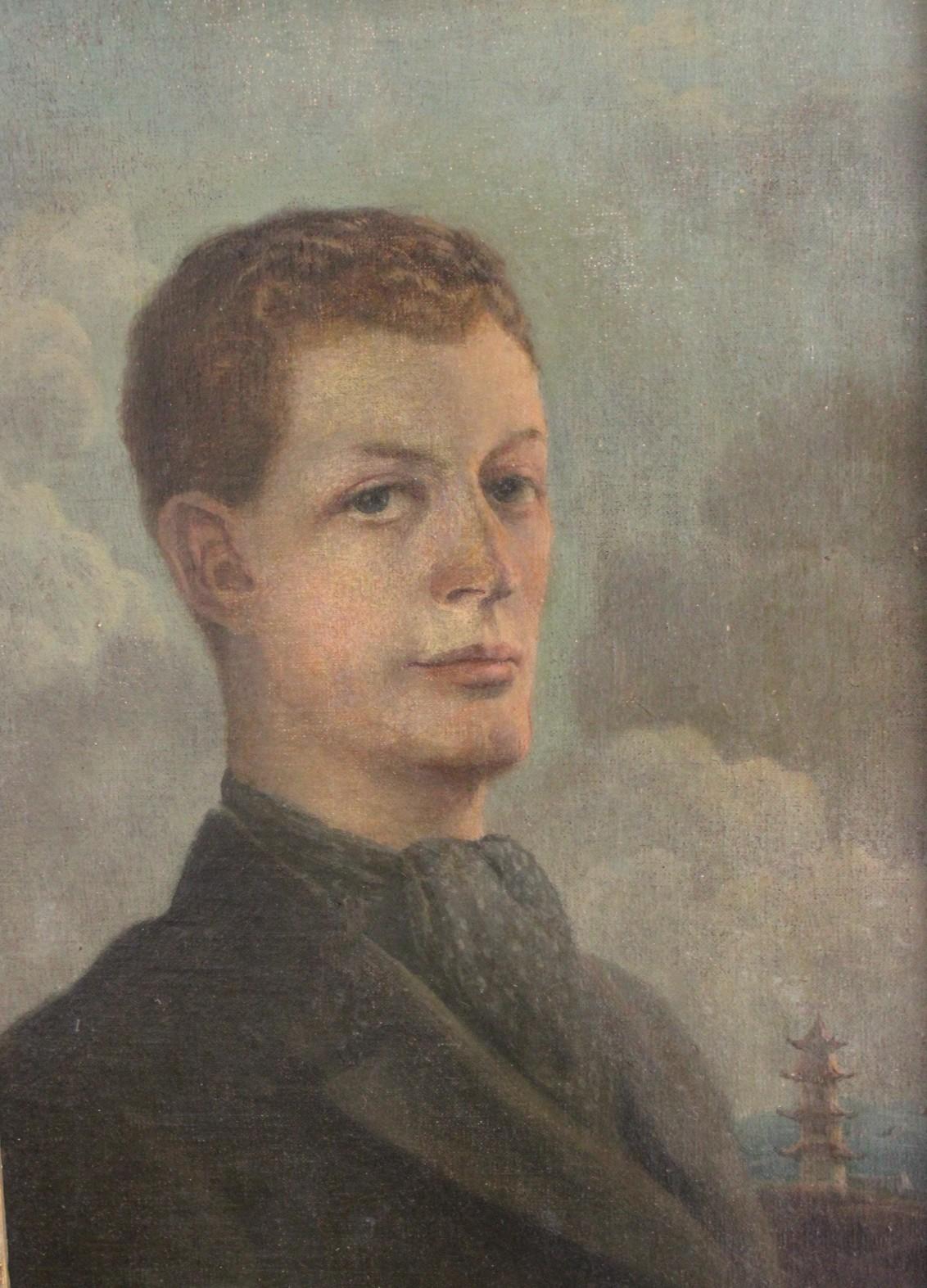 Porträt eines jungen britischen Gentleman in China Chinesische Exportschule, um 1920 (Farbe) im Angebot