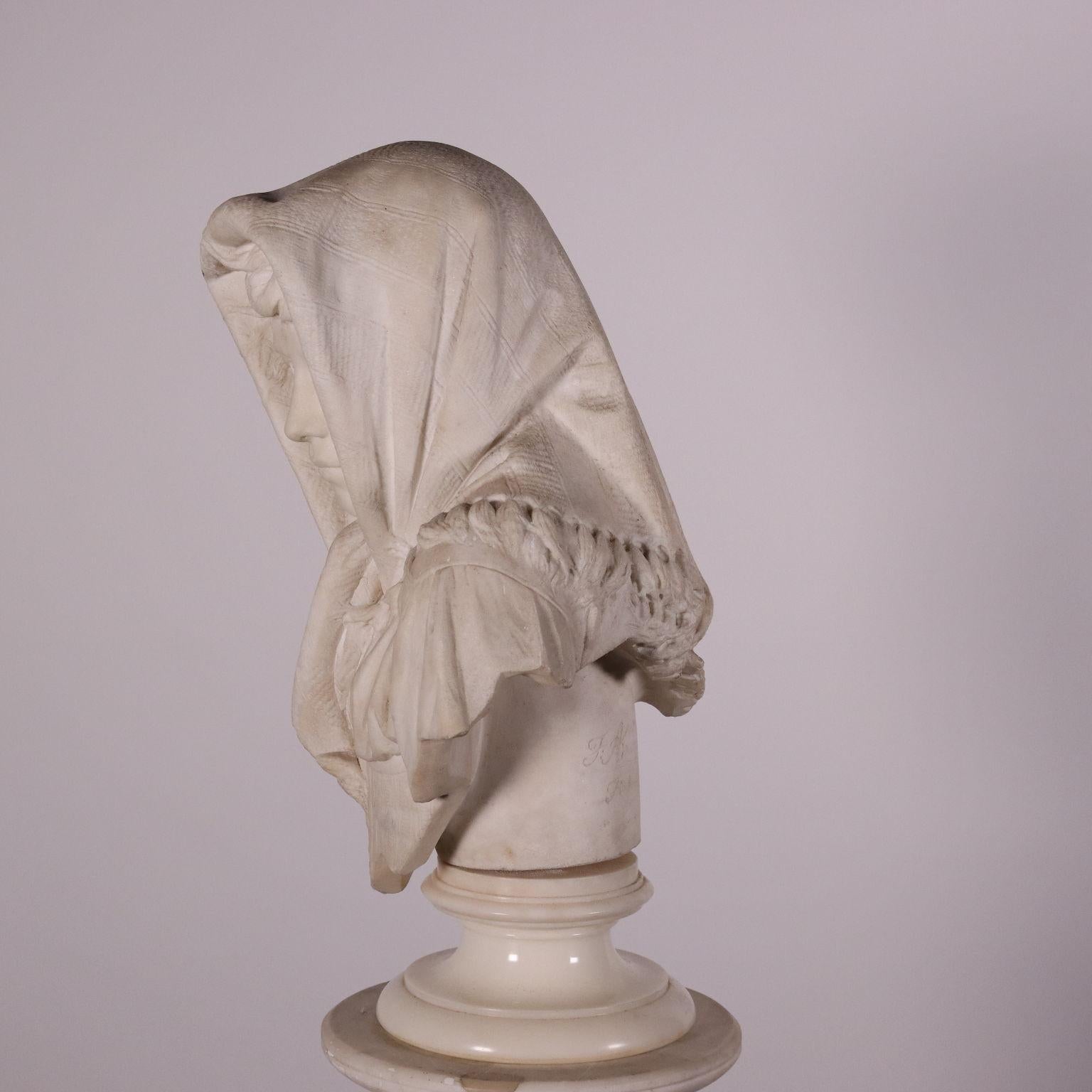Portrait of Young Girl Marble Florence, Tuscany, 1894 For Sale 5