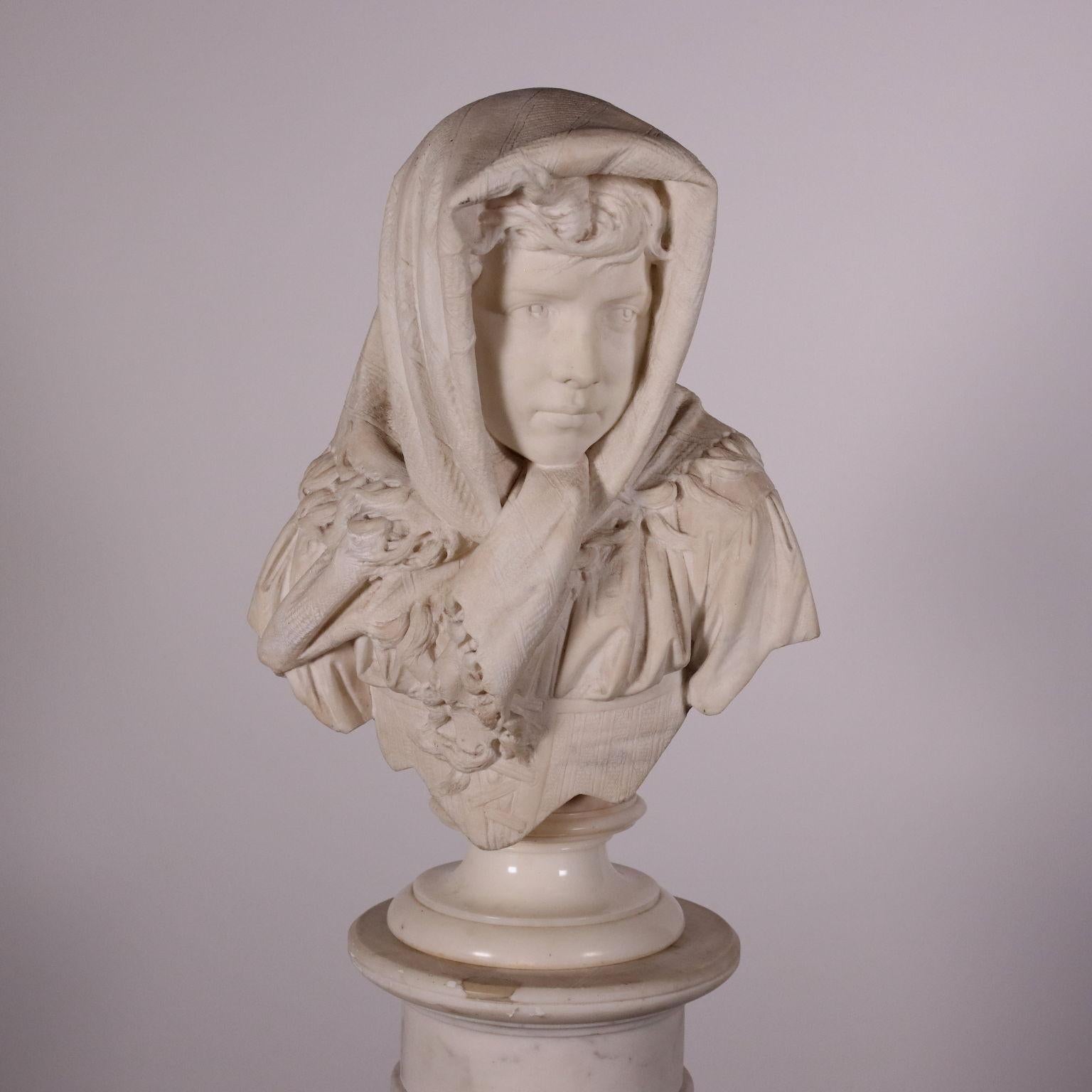 Other Portrait of Young Girl Marble Florence, Tuscany, 1894 For Sale
