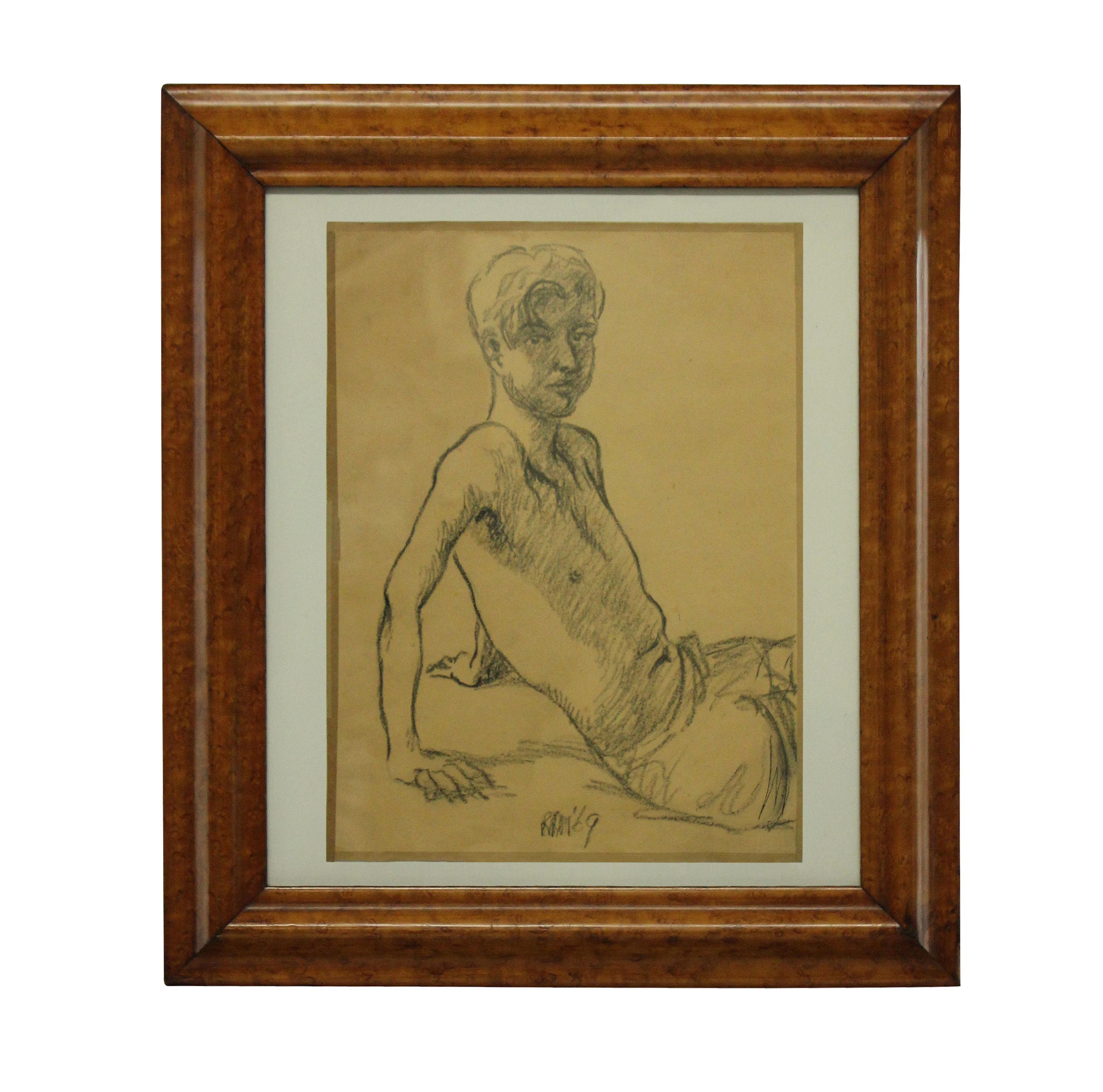 Portrait of a Young Man in Charcoal In Good Condition In London, GB