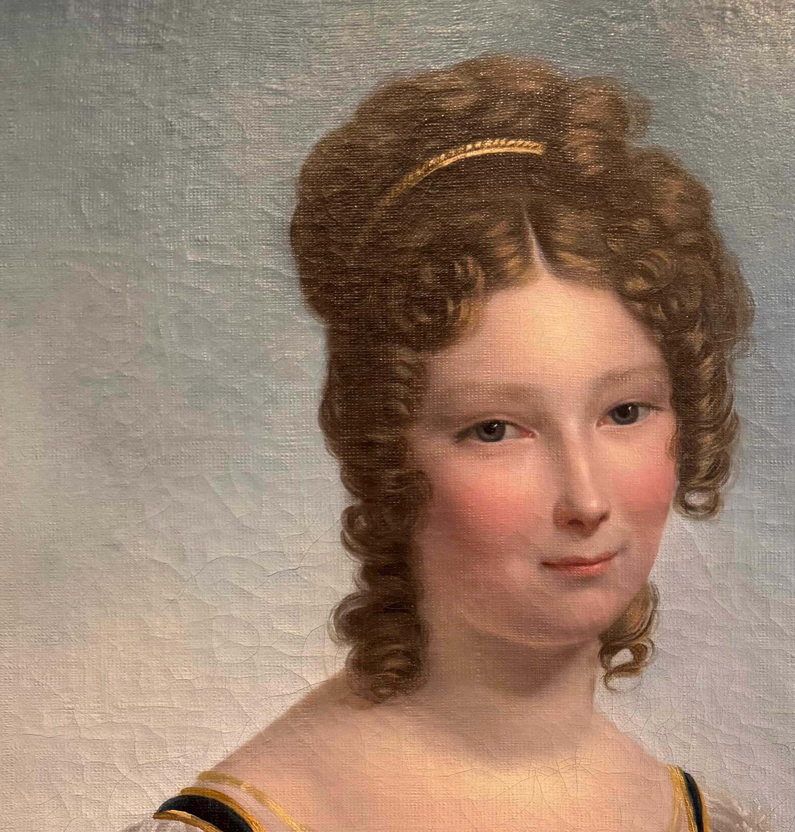 Portrait Of A Young Woman Carrying An Indian Dress, Hyacinthe Lemaire, 1817 In Good Condition For Sale In PARIS, FR