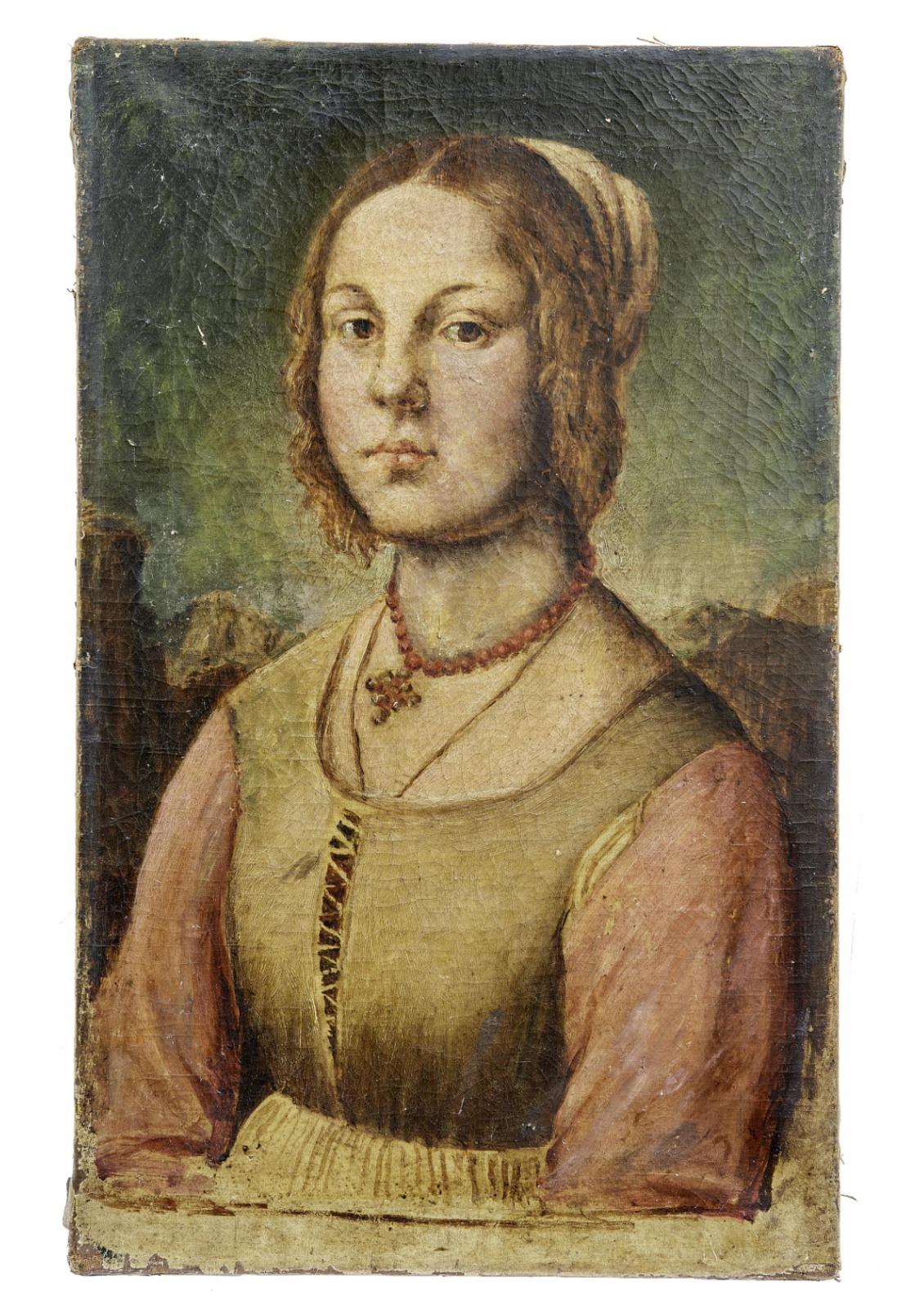 Gothic Portrait of a Young Woman, Central Italy End 16th Century