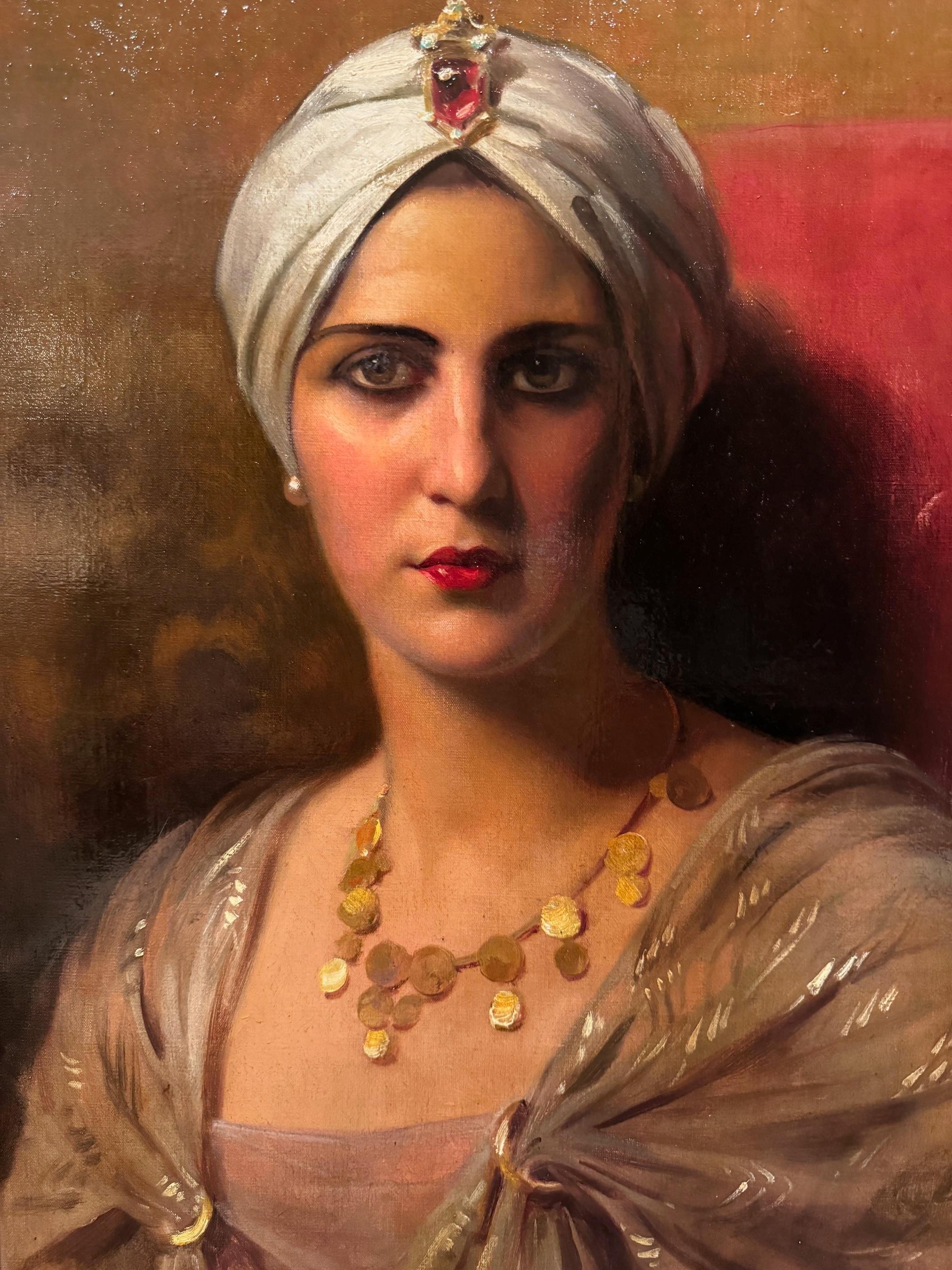Art Deco Portrait of a Young Woman in Oriental Dress, France, circa 1930