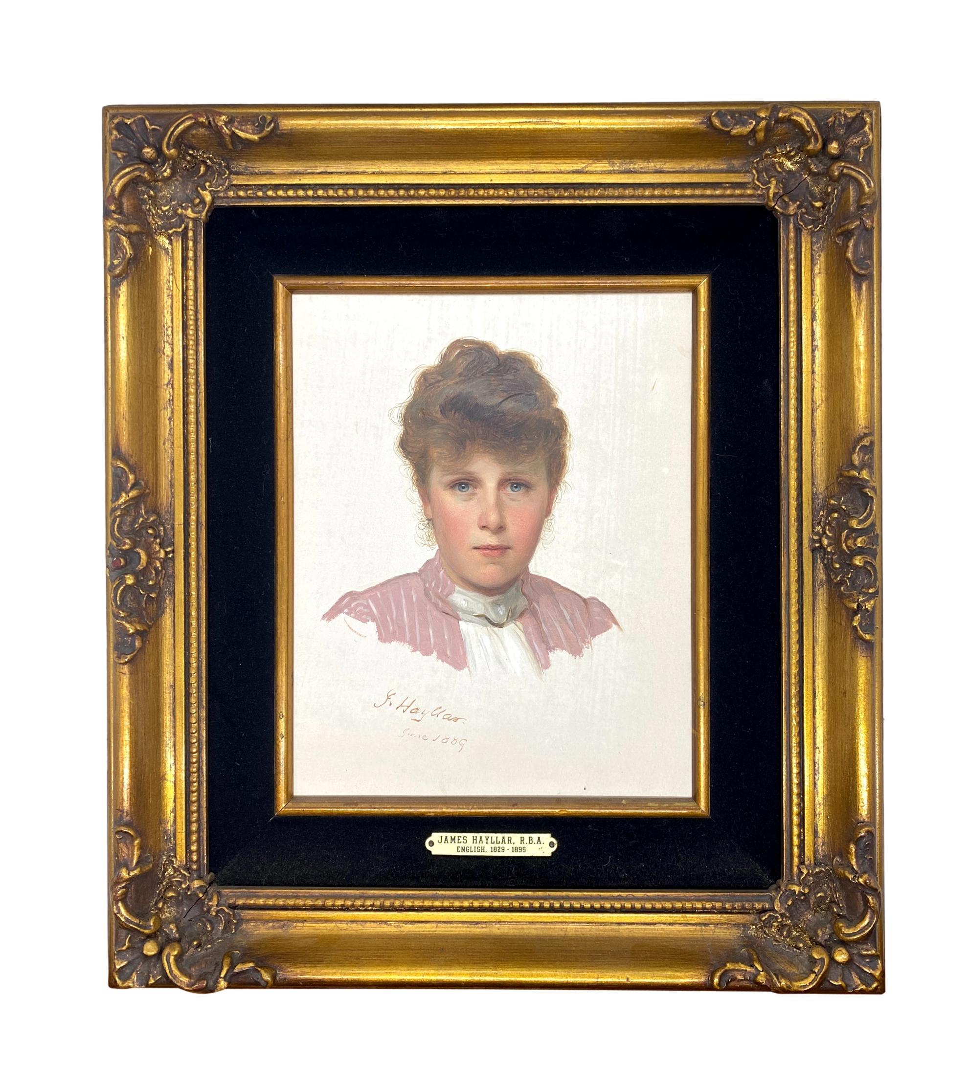 James Hayllar, R.B.A.
Britannique, 1829-1920

Portrait d'une jeune femme
Signé, daté, 