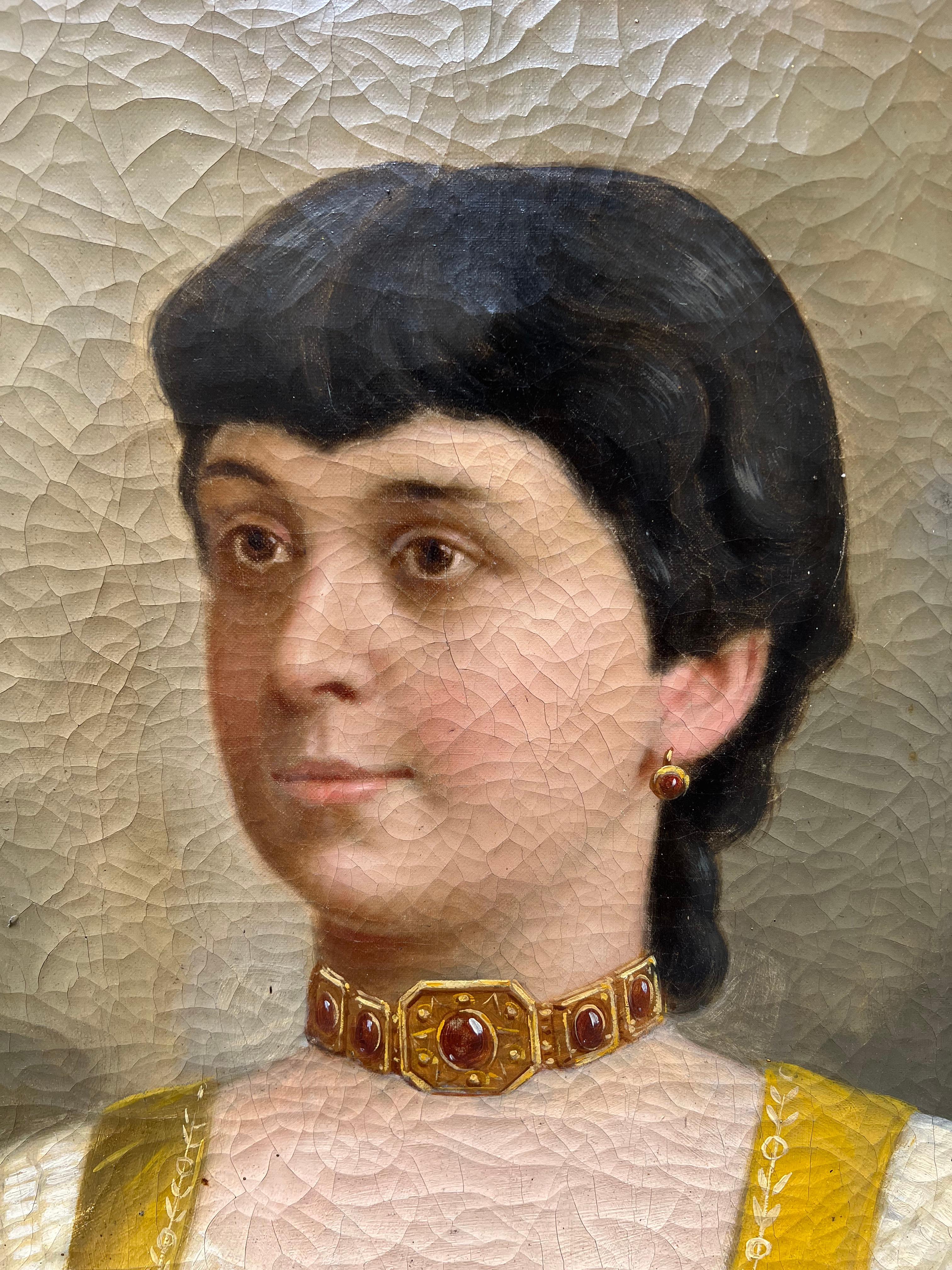 Biedermeier Ritratto di giovane donna, Vienna, 1877 in vendita