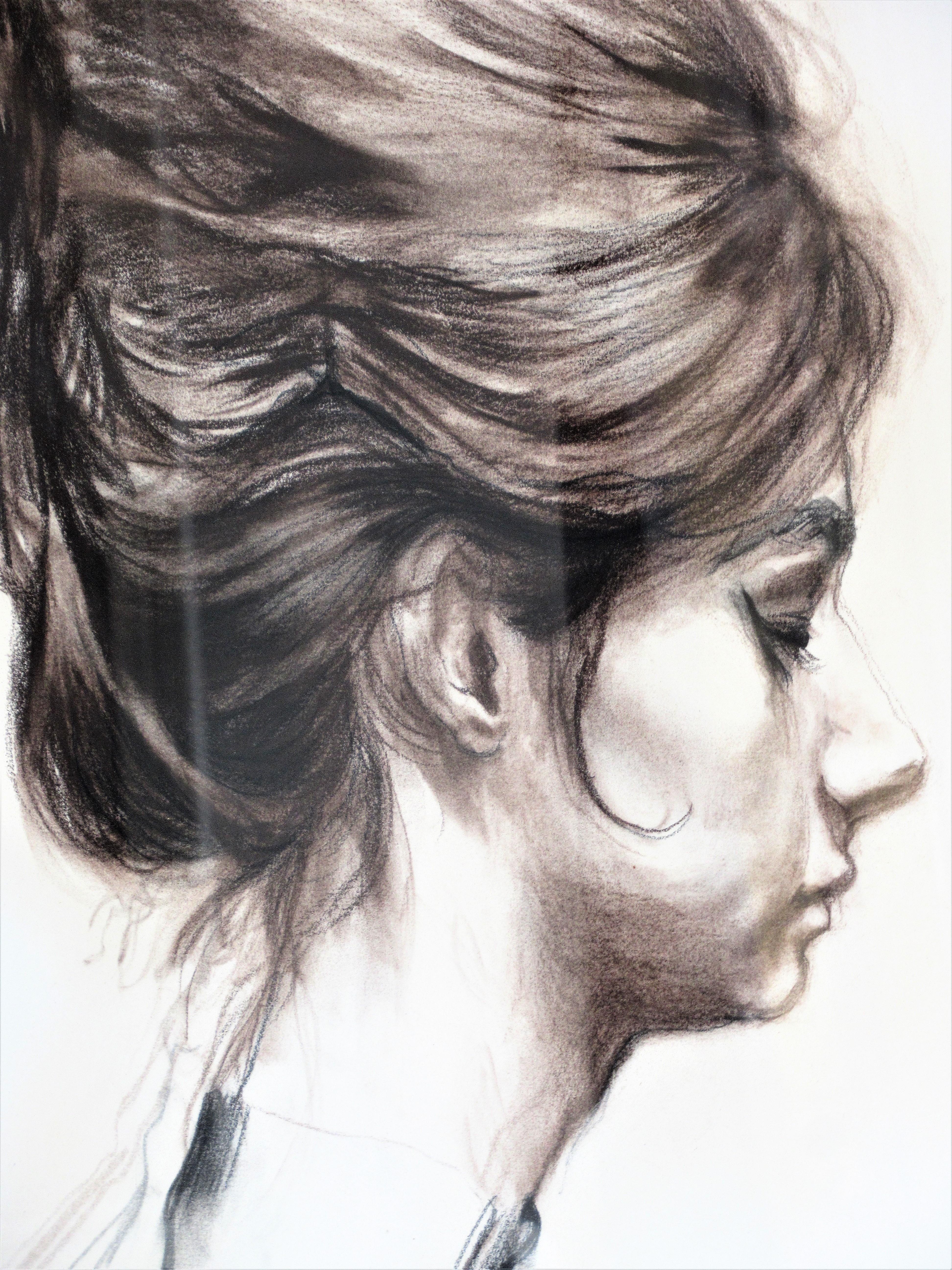 Paper Portrait of a Young Woman with Beehive Hairdo