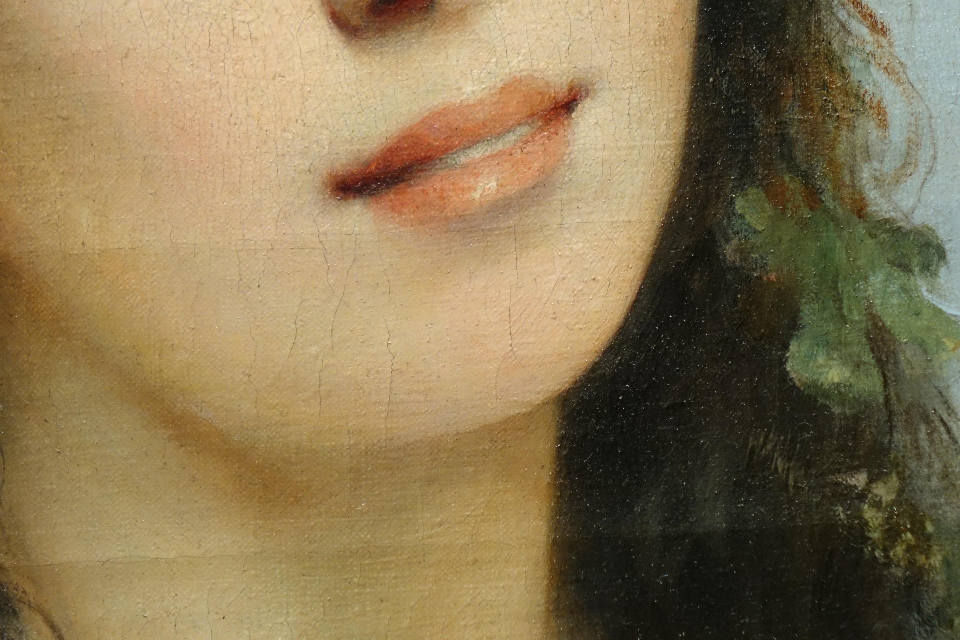 Portrait of a young women - Charles Baptiste SCHREIBER, 1893 In Good Condition For Sale In PARIS, FR