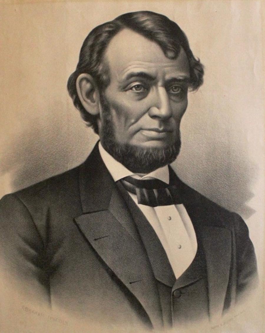American Portrait Of Abraham Lincoln by Kurz & Allison, Lithograph, Circa 1883