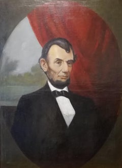 Portrait of Abraham Lincoln, Charles Brownell 19 Century Oil American Painting