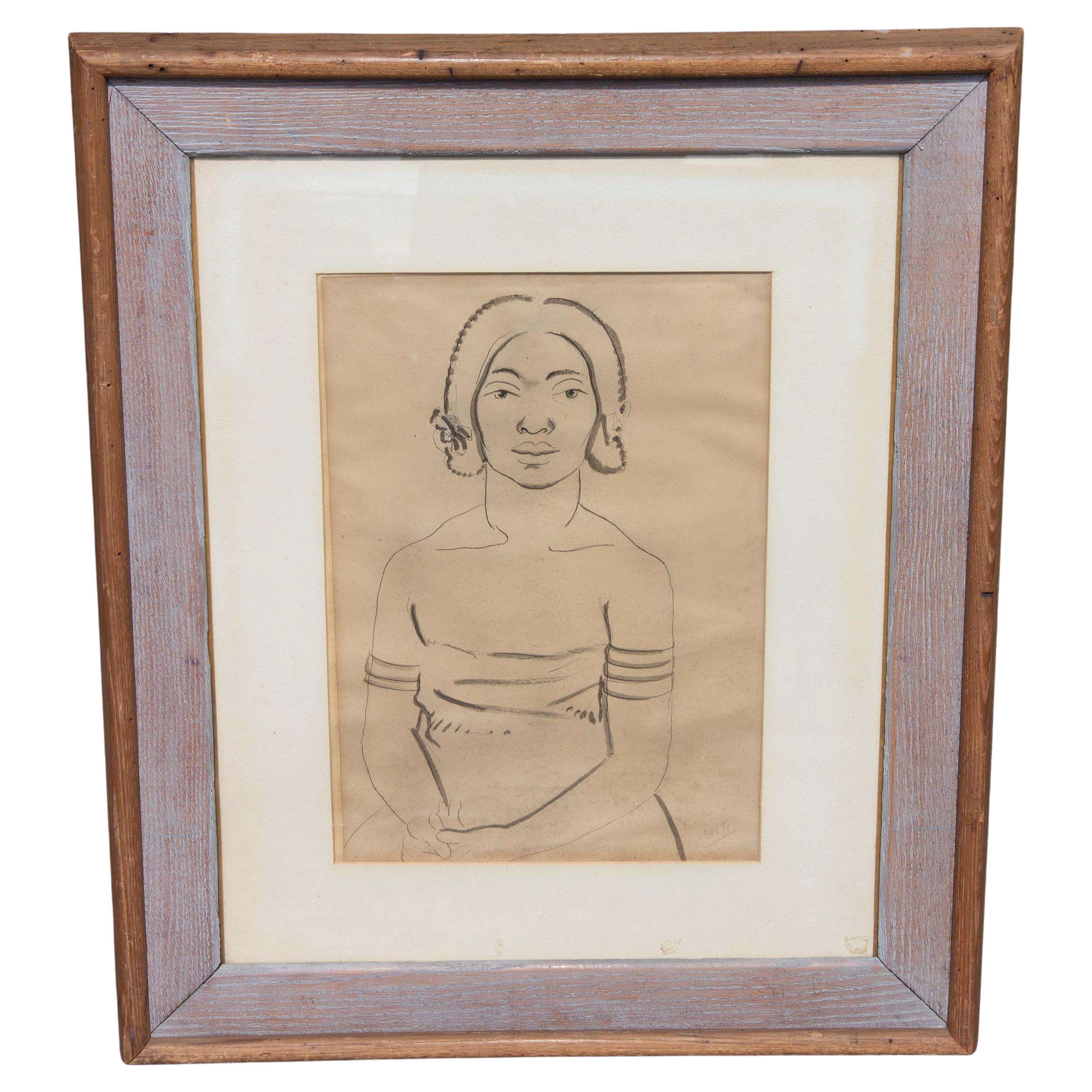 Portrait of African American Woman by Anthony Sisti Circa 1930's In Good Condition For Sale In Rochester, NY