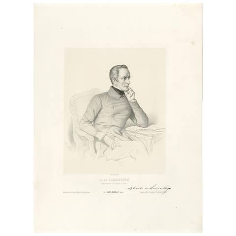 Portrait of Alphonse de Lamartine – 19th Century Lithograph by Le Gout-Gérard