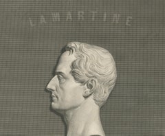 Portrait of Alphonse de Lamartine – Stipple Engraving after David d’Angers, 1843