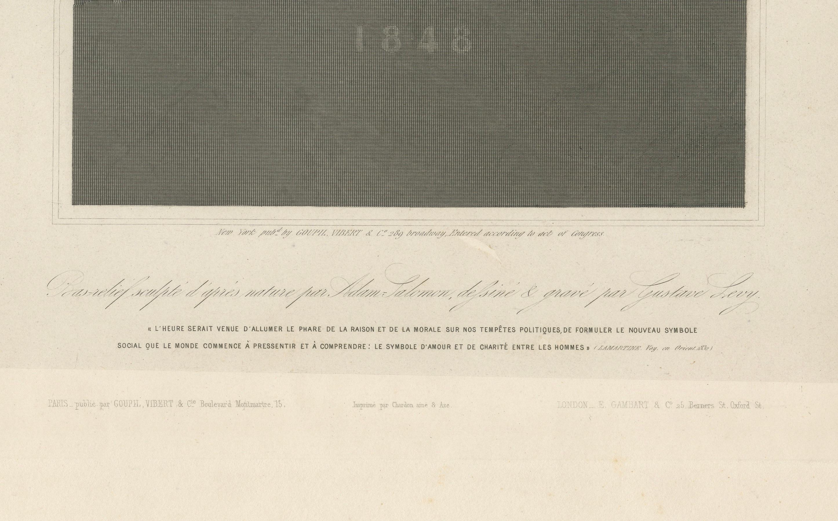 Retrato de Alphonse de Lamartine - Grabado según David d'Angers, 1843 Francés en venta