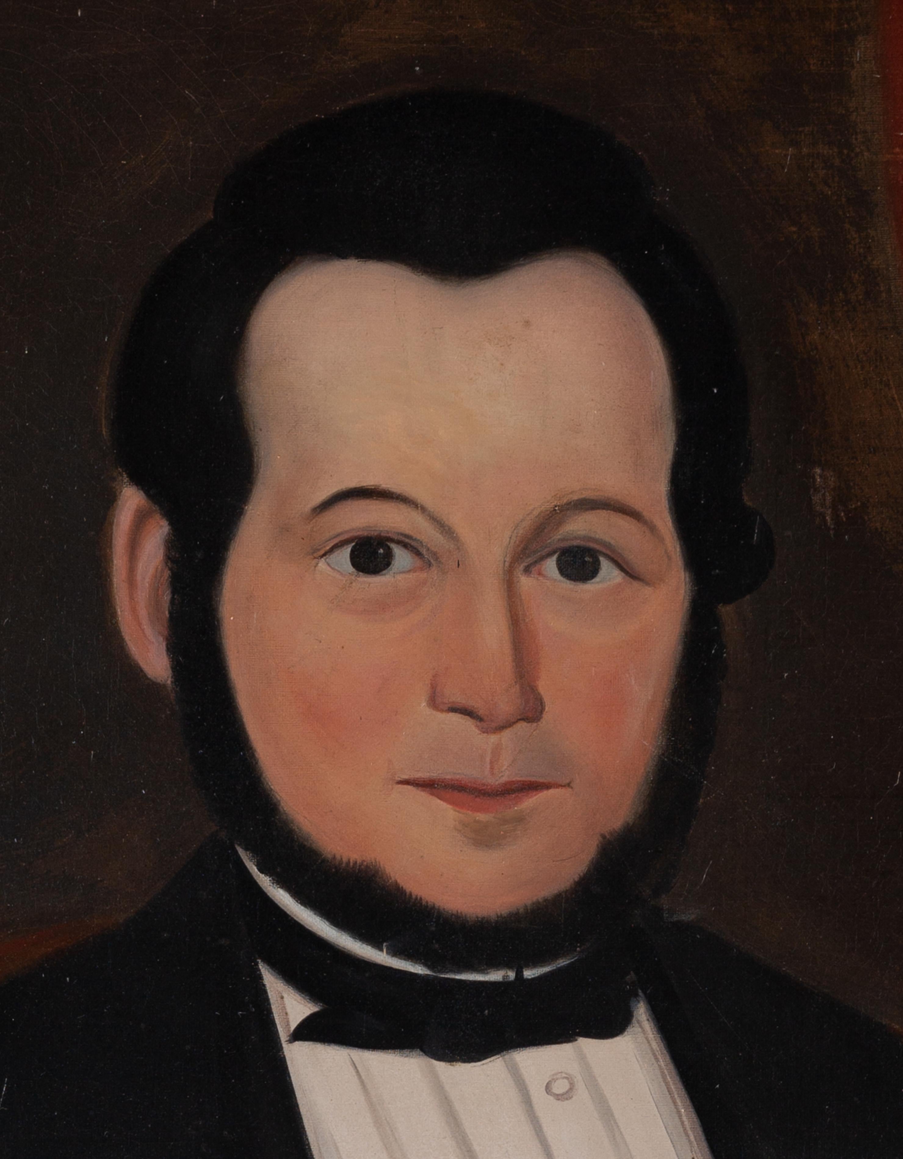 Folk Art Portrait of an American Gentleman Prior-Hamblin School