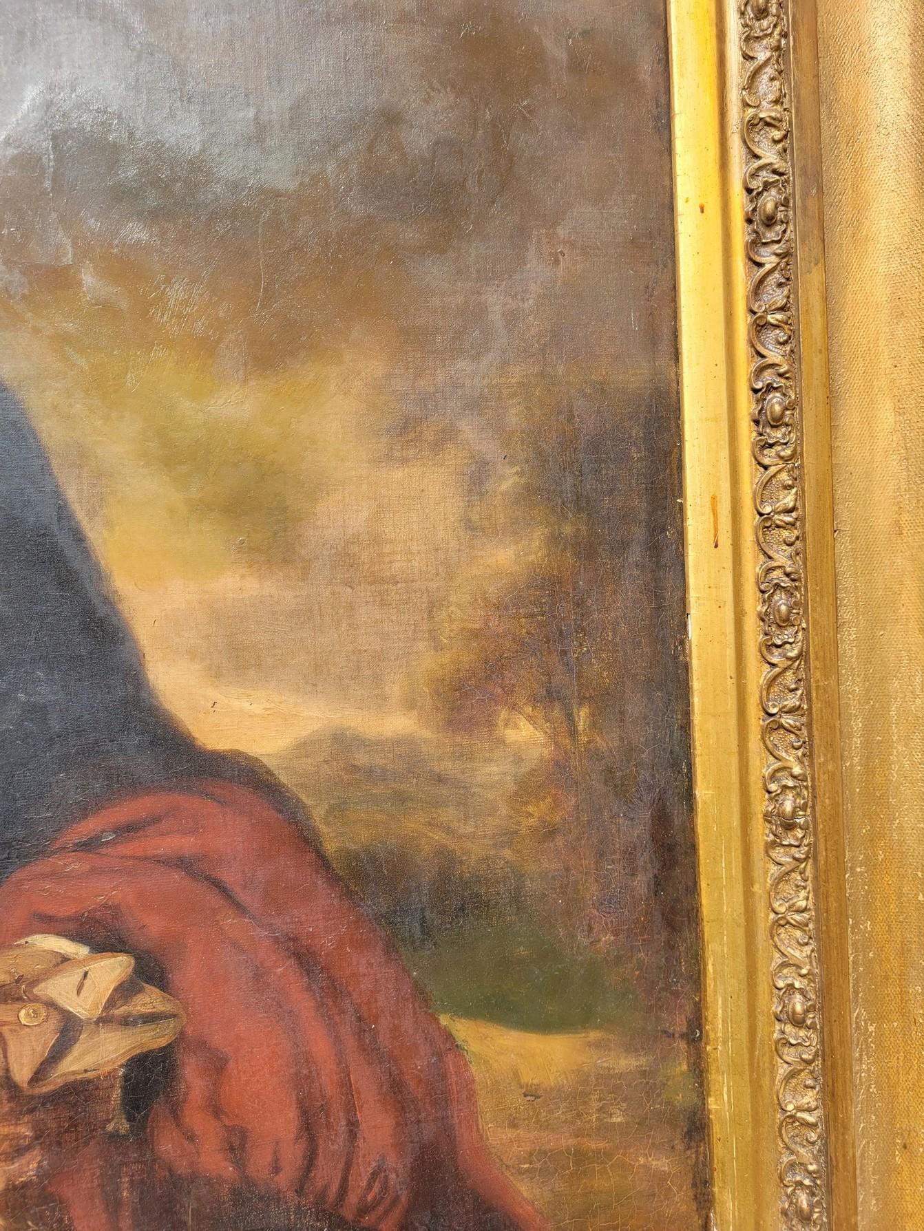 Portrait d'un aristocrates, grande huile sur toile encadrée, 19e siècle en vente 4