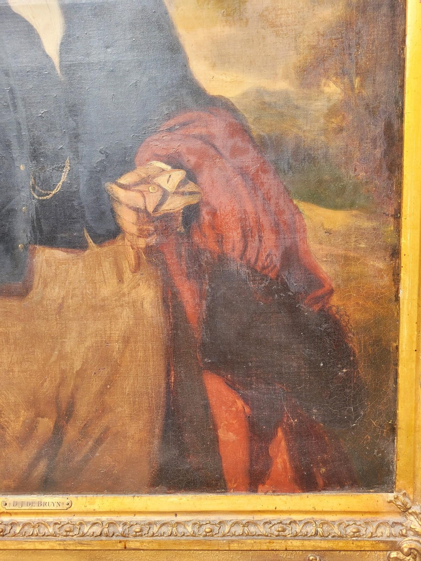 XIXe siècle Portrait d'un aristocrates, grande huile sur toile encadrée, 19e siècle en vente