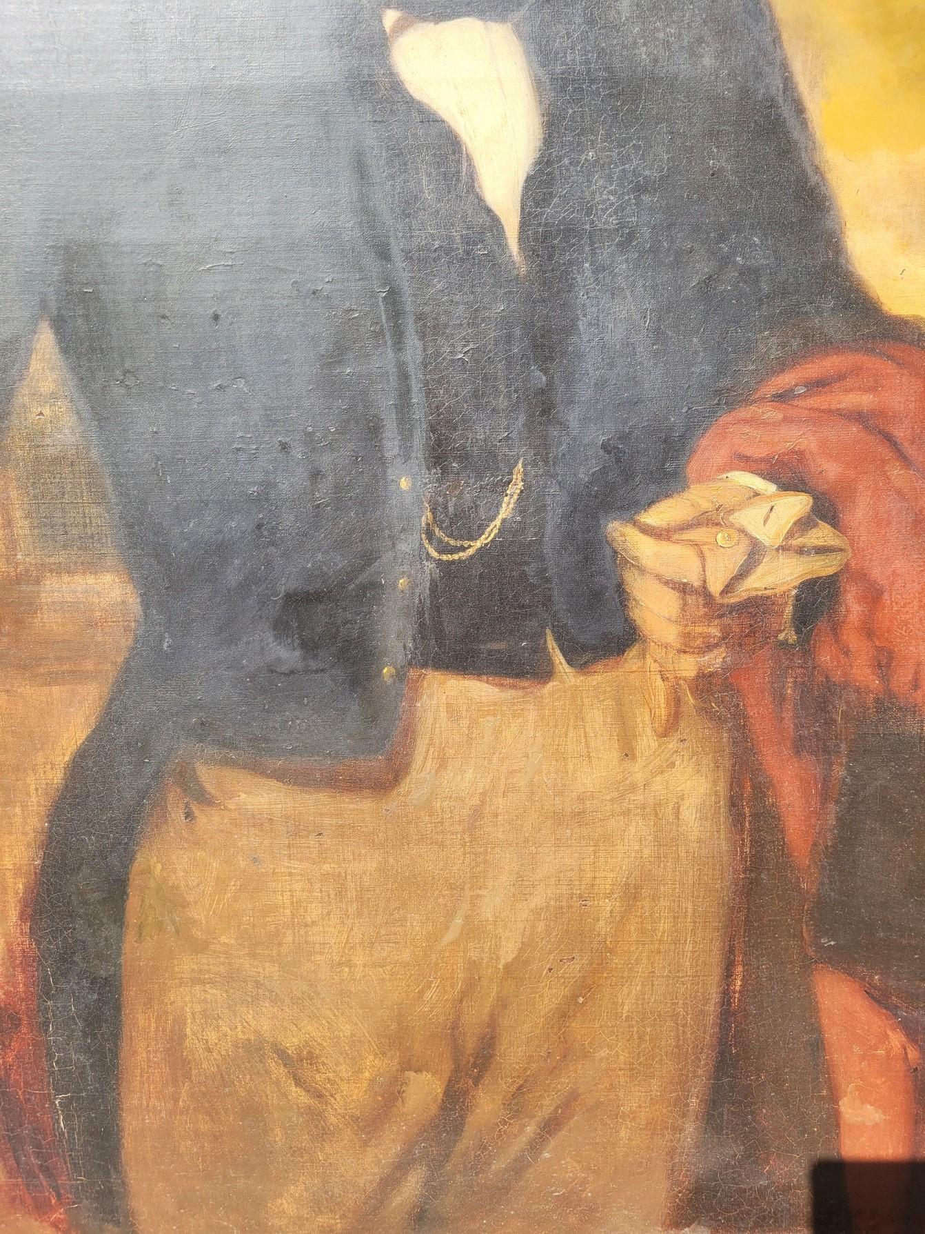 Portrait d'un aristocrates, grande huile sur toile encadrée, 19e siècle en vente 1