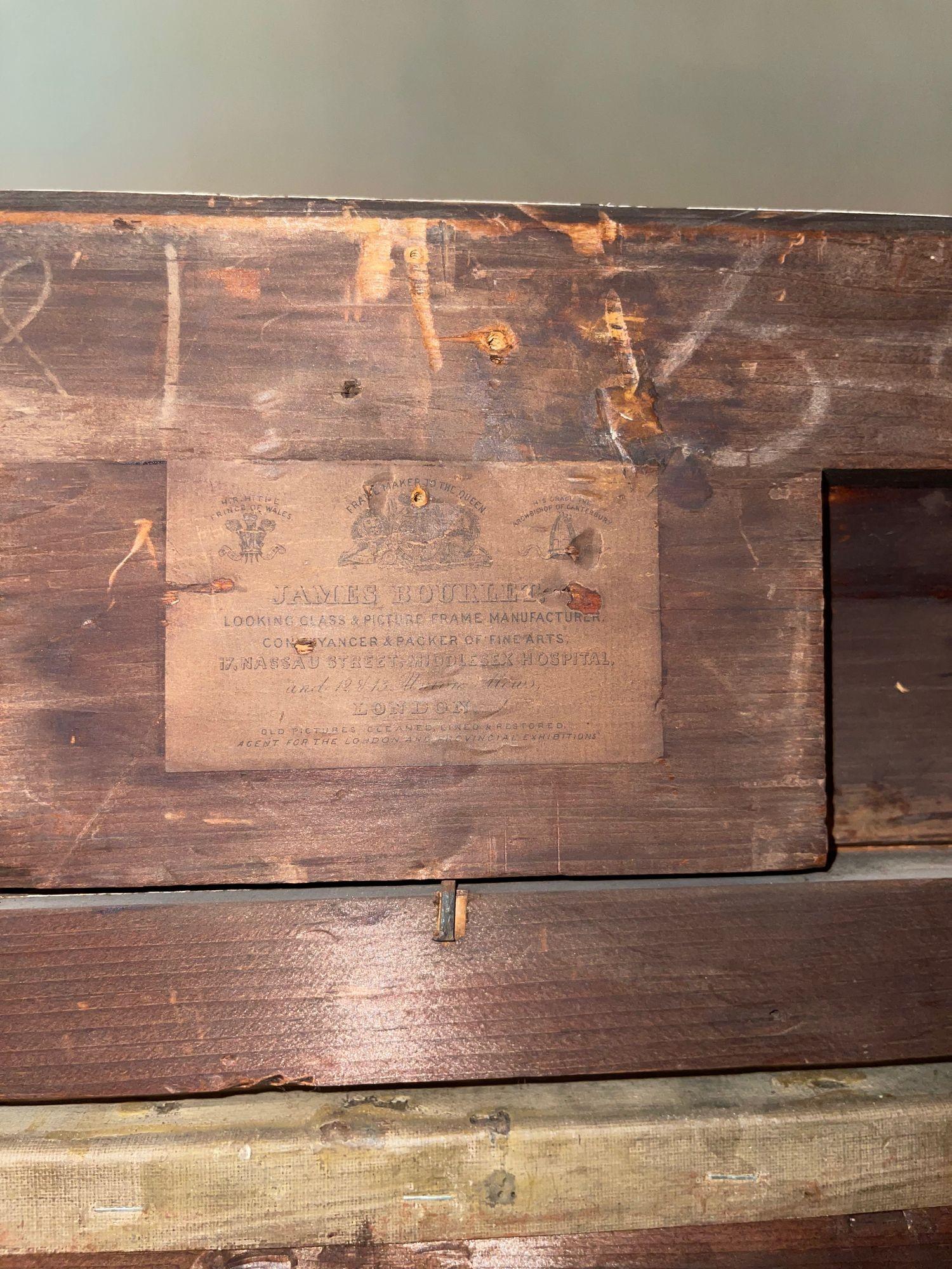 Ein wunderschönes Porträt in Öl auf Leinwand, das eine elegante französische Dame von Eleganz und Statur zeigt und in der romantischen Tradition der Porträtmalerei der Mitte des 19. Jahrhunderts steht. Der Porträtierte ist in einer ruhigen