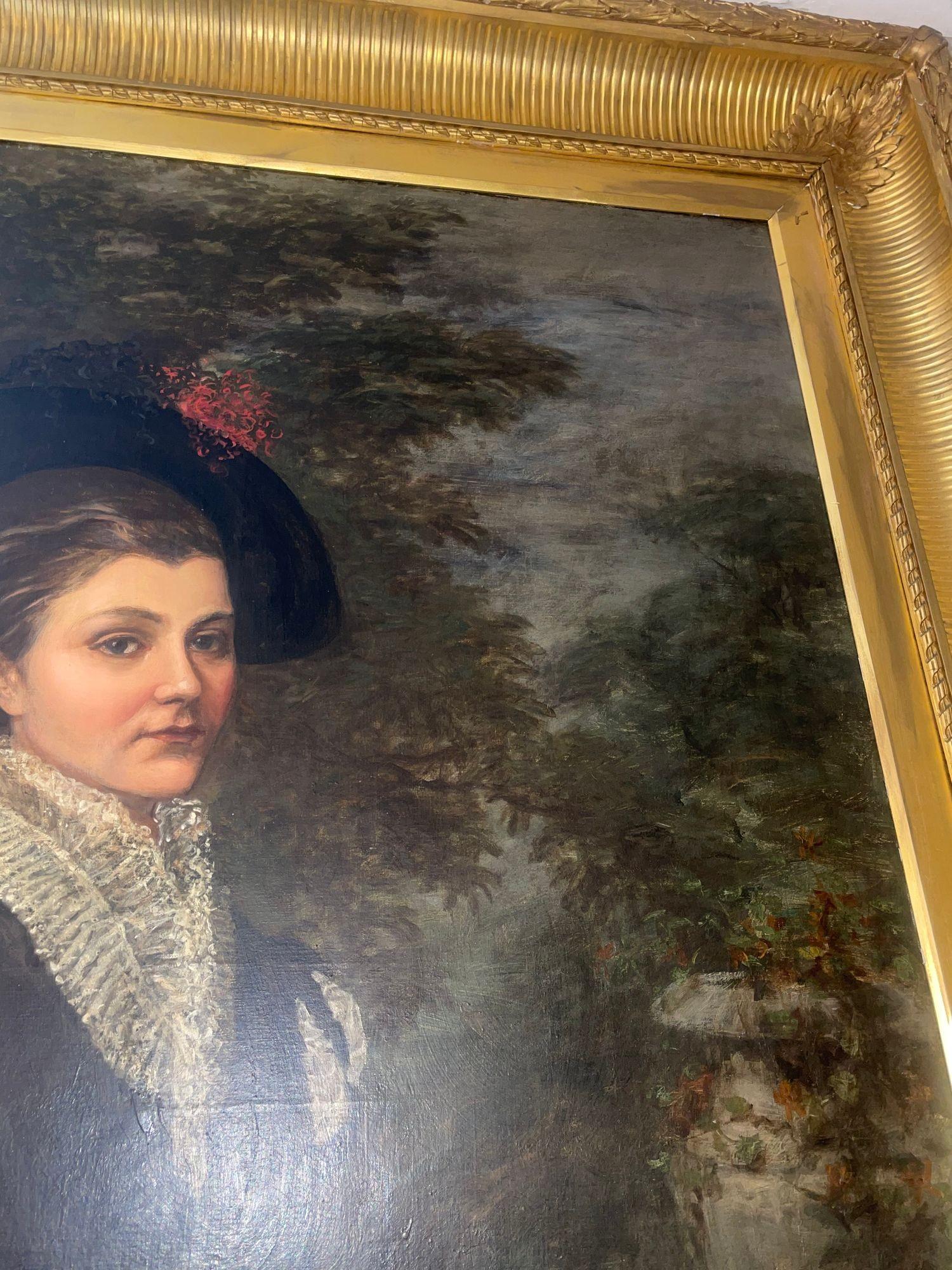 Porträt einer eleganten französischen Dame. 19. Jahrhundert. (Leinwand) im Angebot