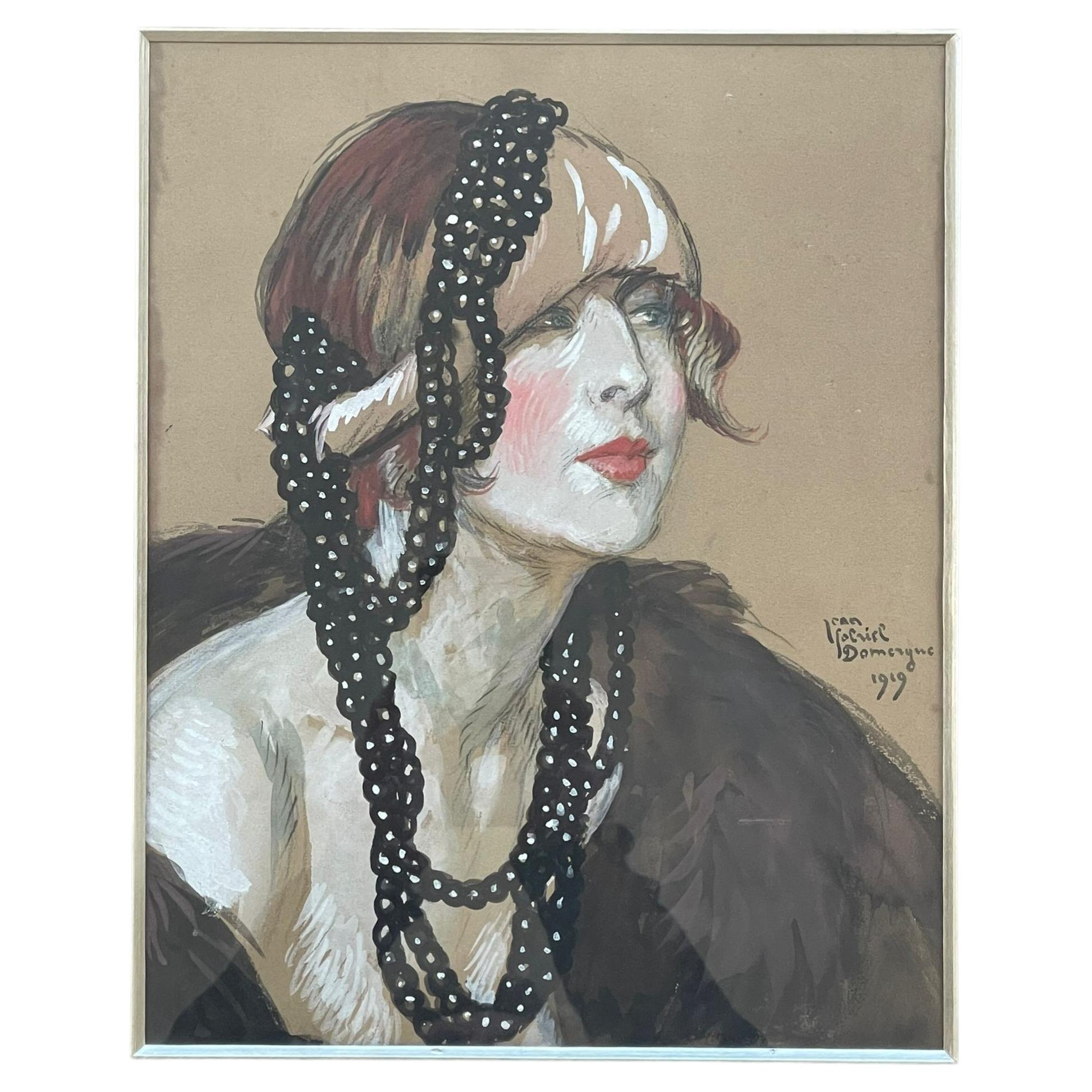 Portrait of an Elegant Woman By Jean-Gabriel Domergue
