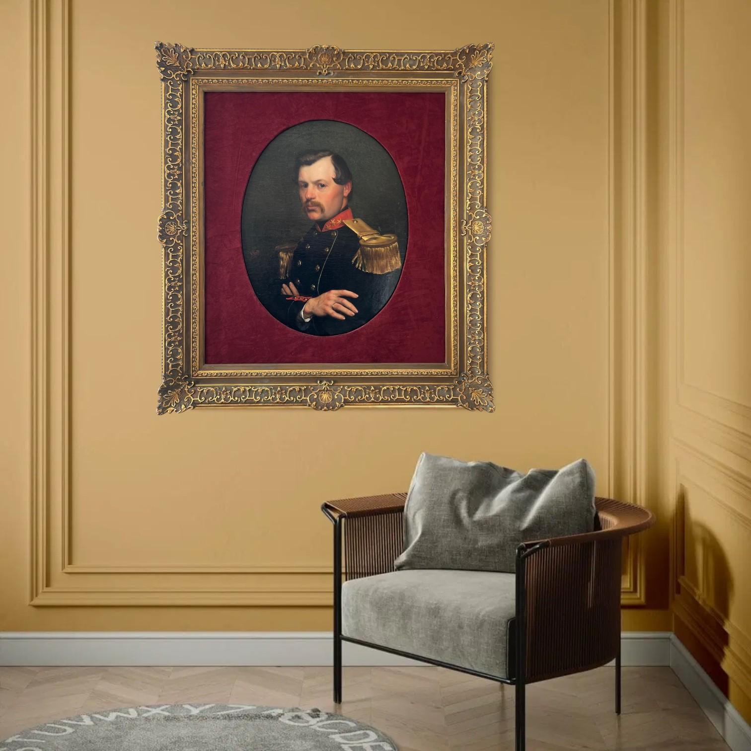 Porträt eines Offiziers, signiert Willem Geets, Öl auf Leinwand, 1867, 19. Jahrhundert (Napoleon III.) im Angebot