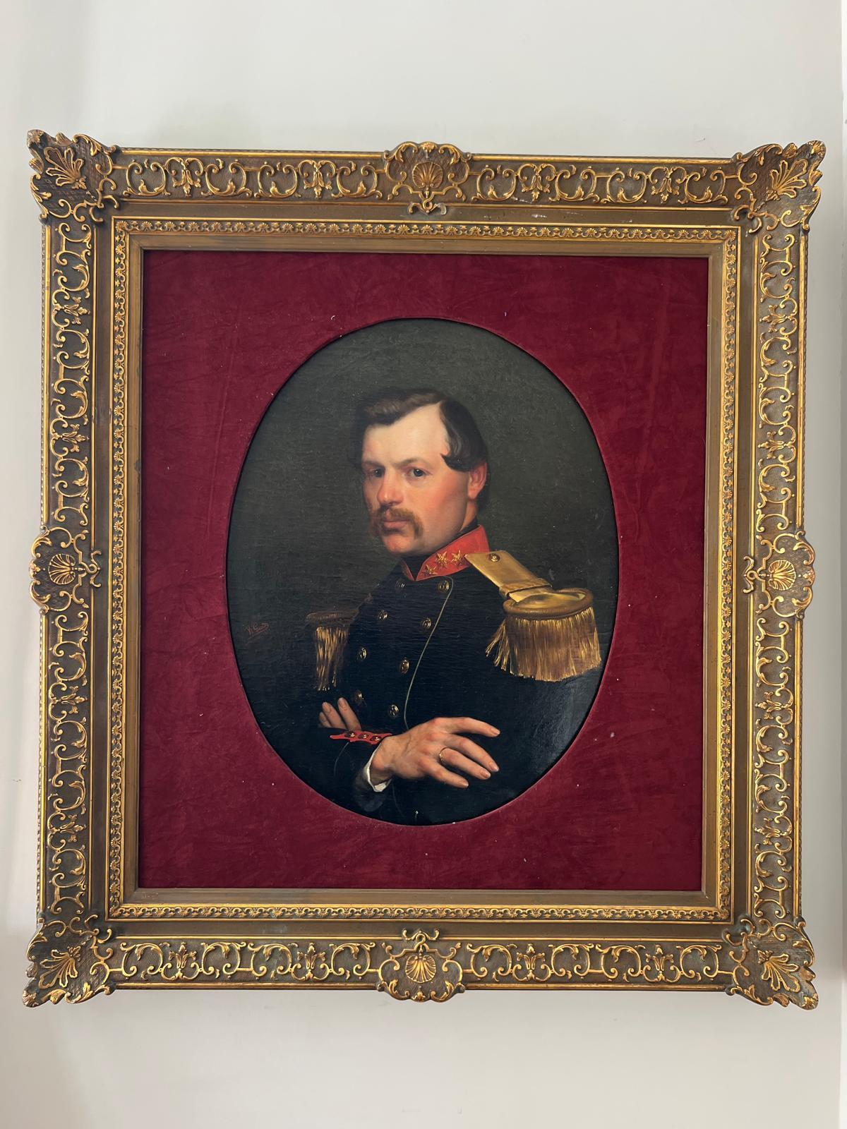 Porträt eines Offiziers, signiert Willem Geets, Öl auf Leinwand, 1867, 19. Jahrhundert (Geölt) im Angebot