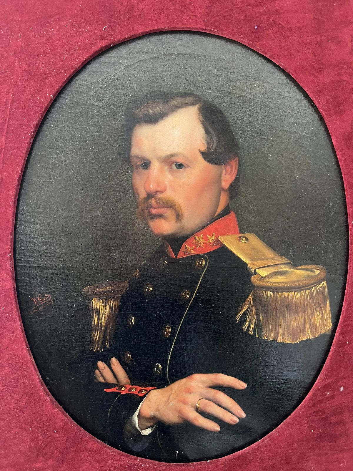 Porträt eines Offiziers, signiert Willem Geets, Öl auf Leinwand, 1867, 19. Jahrhundert im Zustand „Gut“ im Angebot in NICE, FR