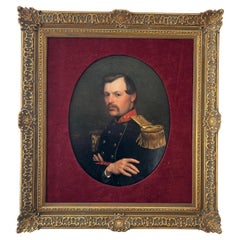 Ritratto di ufficiale, firmato Willem Geets, olio su tela, 1867, XIX secolo