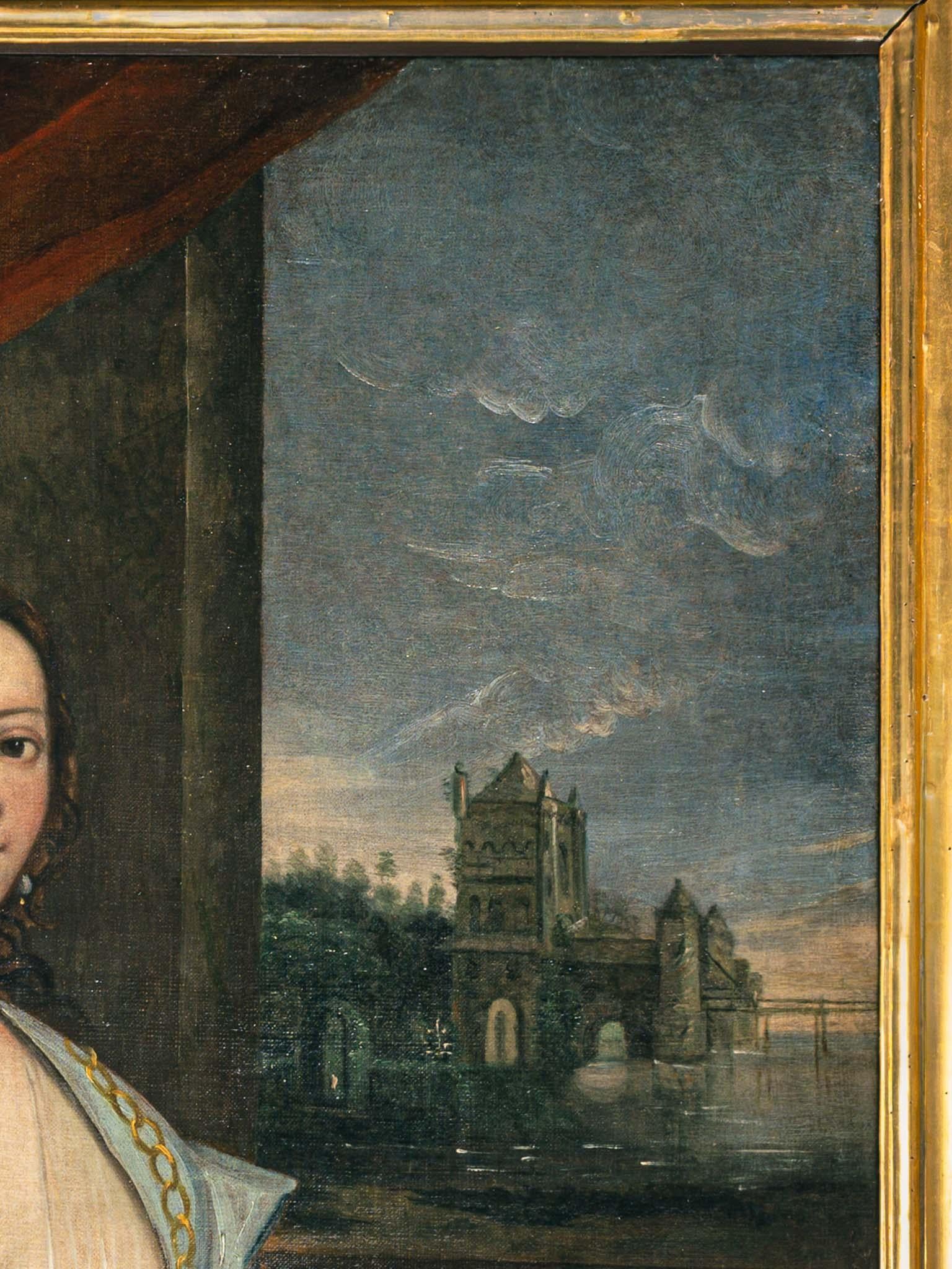 Retrato de una mujer de la élite otomana, Venetian School, Siglo XVII Pintado a mano en venta