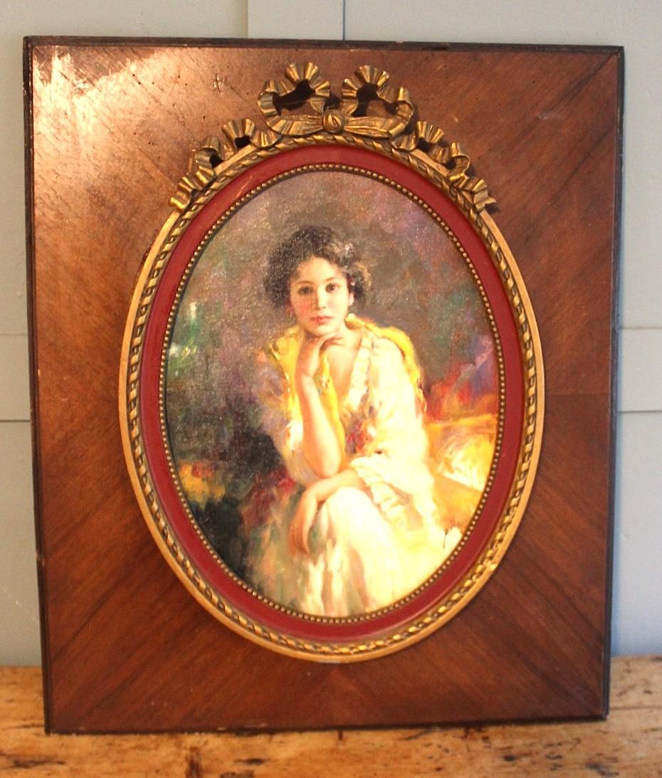 Paint Portrait of Beautiful Italian girl by Pino Daeni For Sale