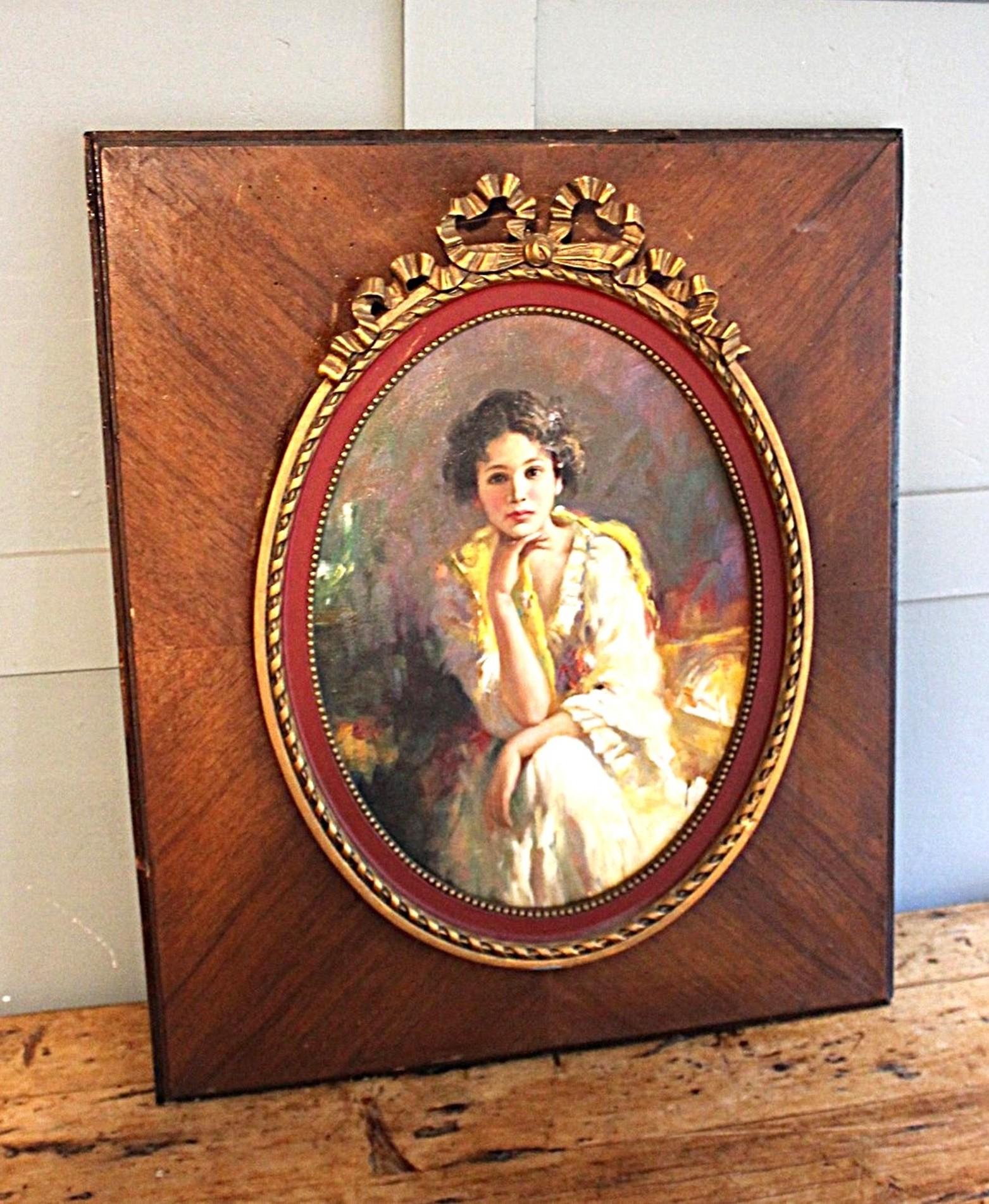Porträt eines schönen italienischen Mädchens von Pino Daeni (Farbe) im Angebot