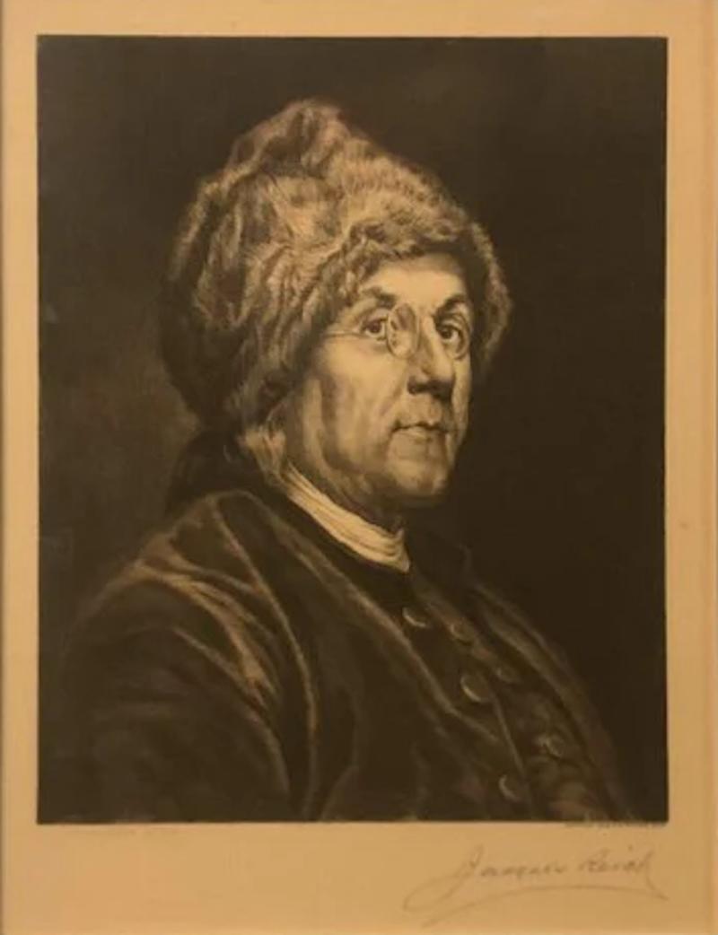 Federal Portrait of Benjamin Franklin, Signed by Jacques Reich, Circa 1897