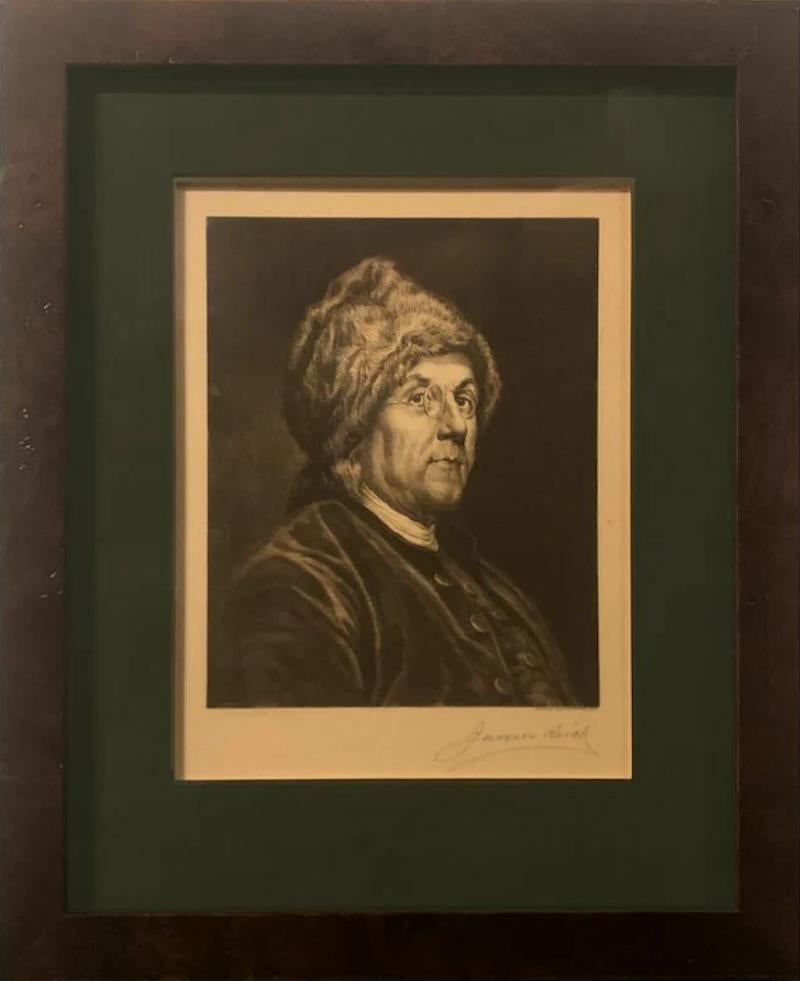 American Portrait of Benjamin Franklin, Signed by Jacques Reich, Circa 1897