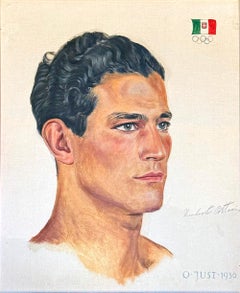 "Portrait of Boxer, 1936 Olympics", Striking View of Umberto Pittori, Italy