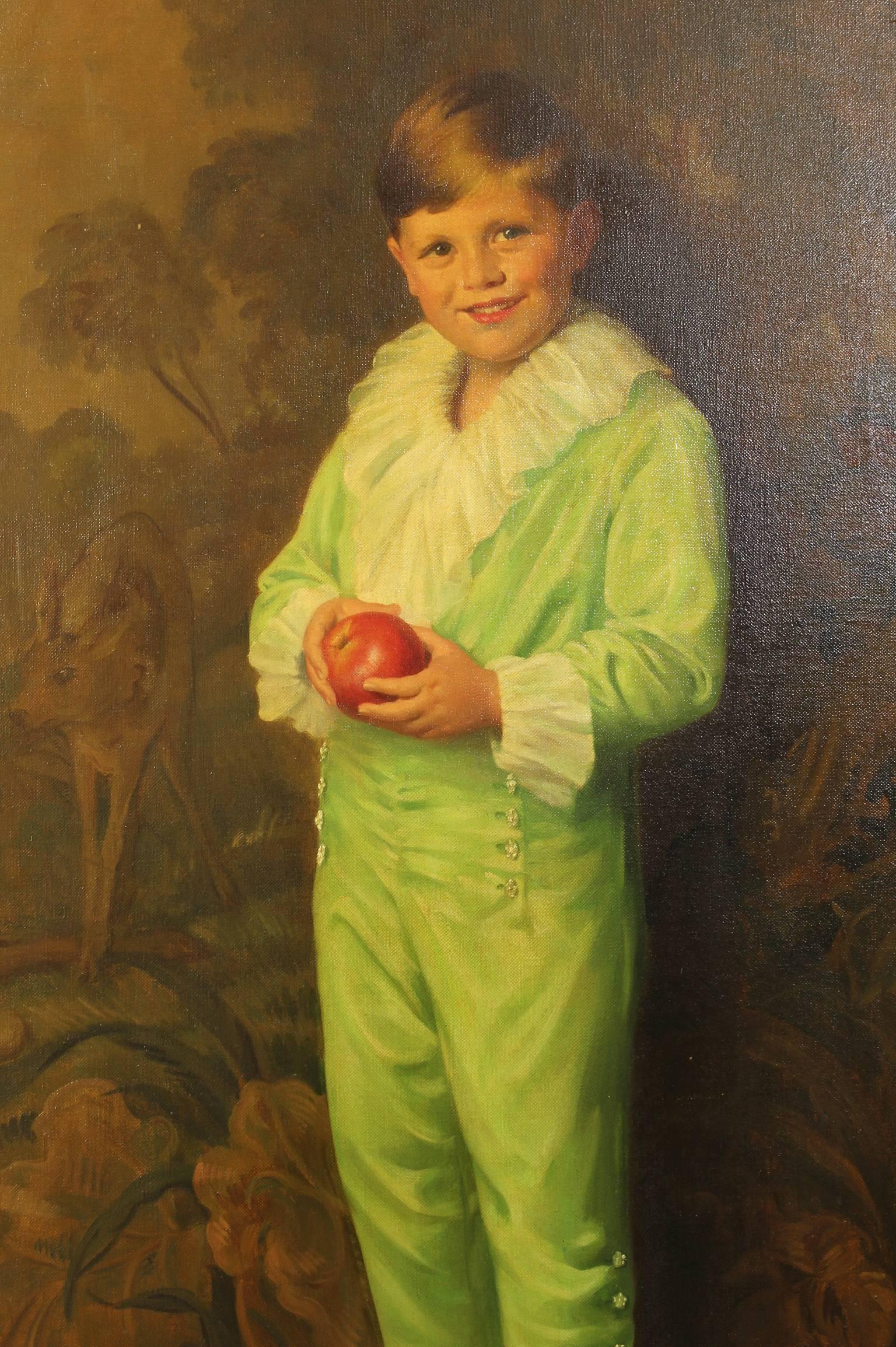 Art Deco Portrait of Boy in Green