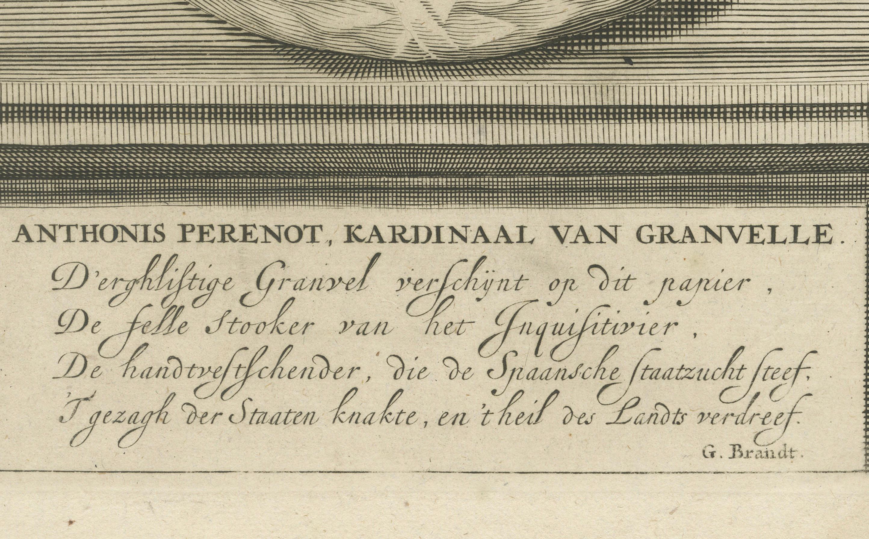 Gravé Portrait du cardinal Granvelle - Gravure hollandaise, vers 1681 en vente
