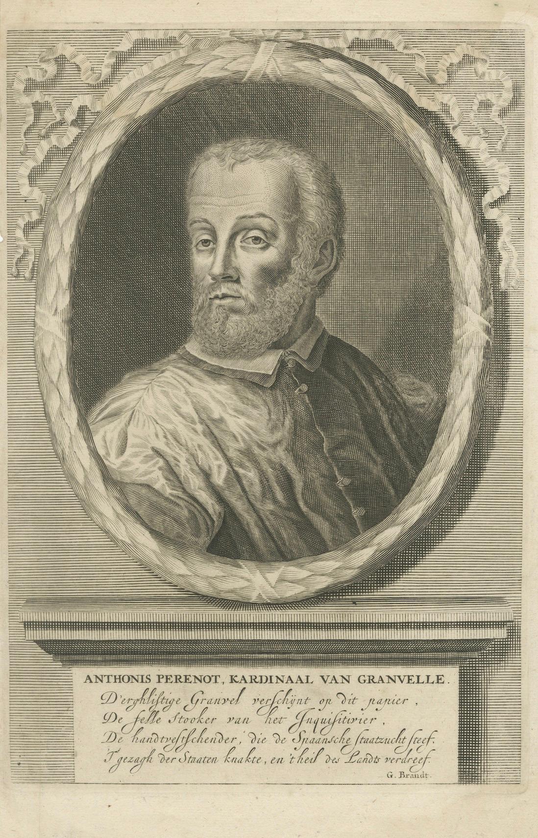 Papier Portrait du cardinal Granvelle - Gravure hollandaise, vers 1681 en vente
