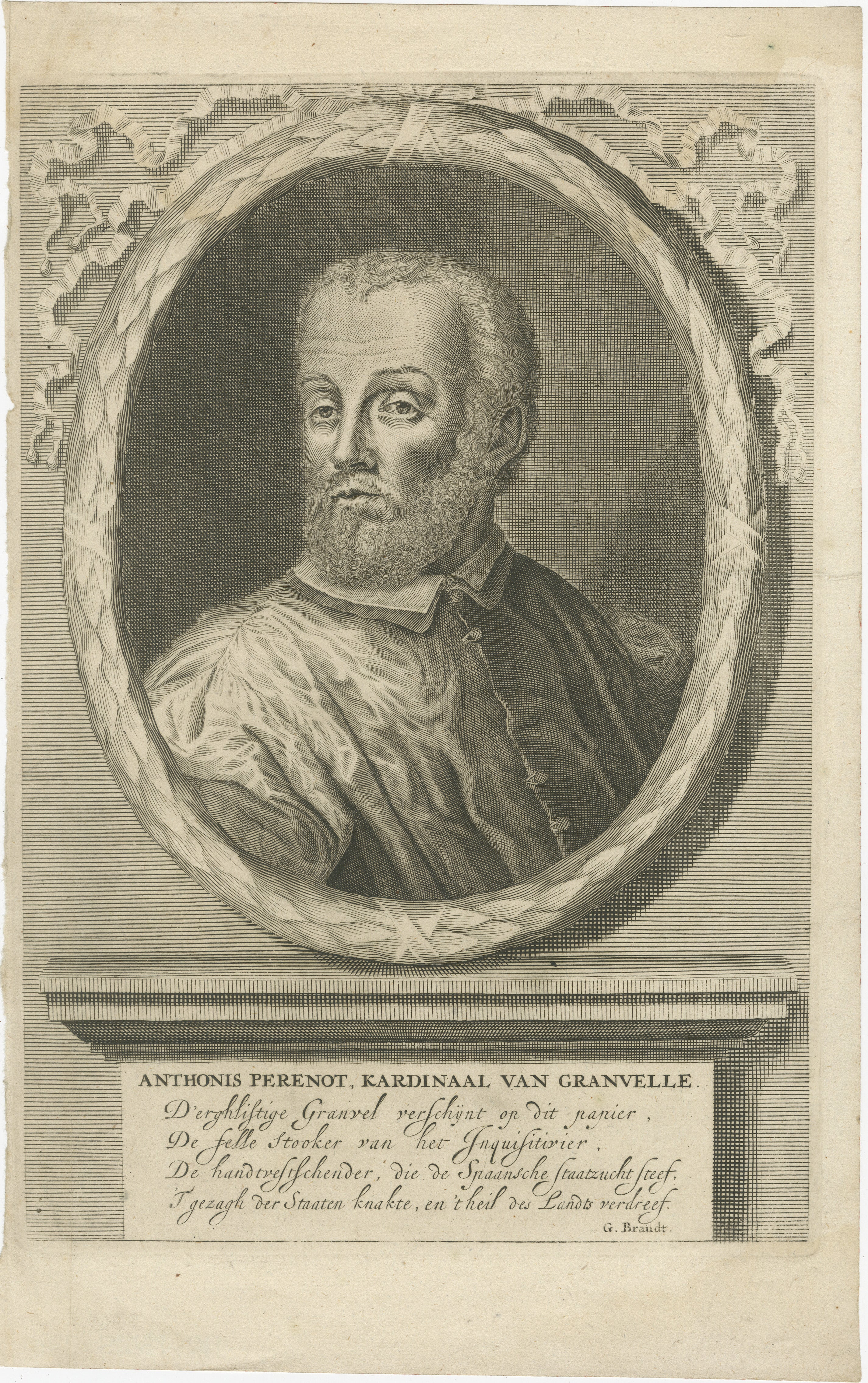 Portrait du cardinal Granvelle - Gravure hollandaise, vers 1681 en vente