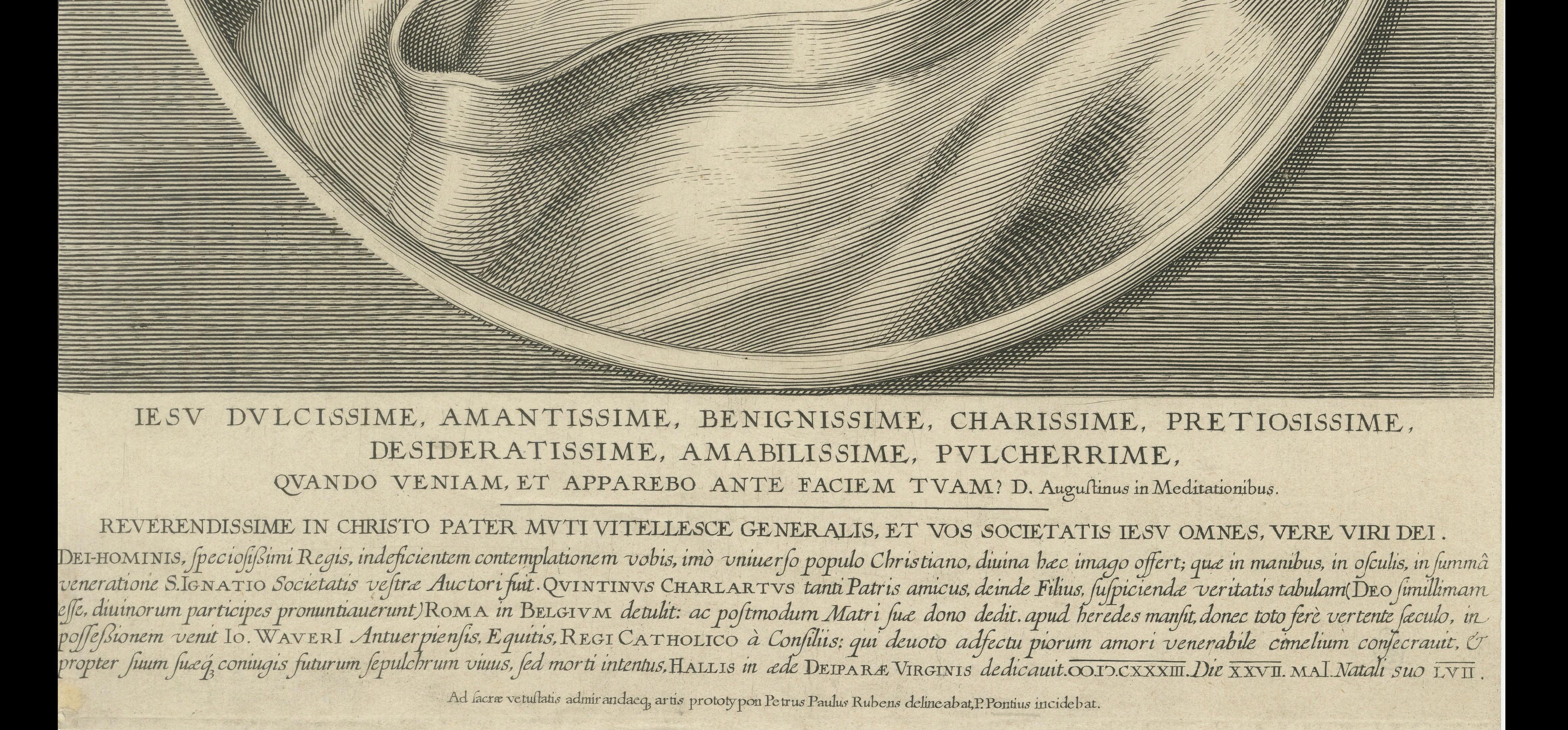 Portrait of Christ – Engraving After Rubens by Paul Pontius, Netherlands, 1633 In Good Condition For Sale In Langweer, NL