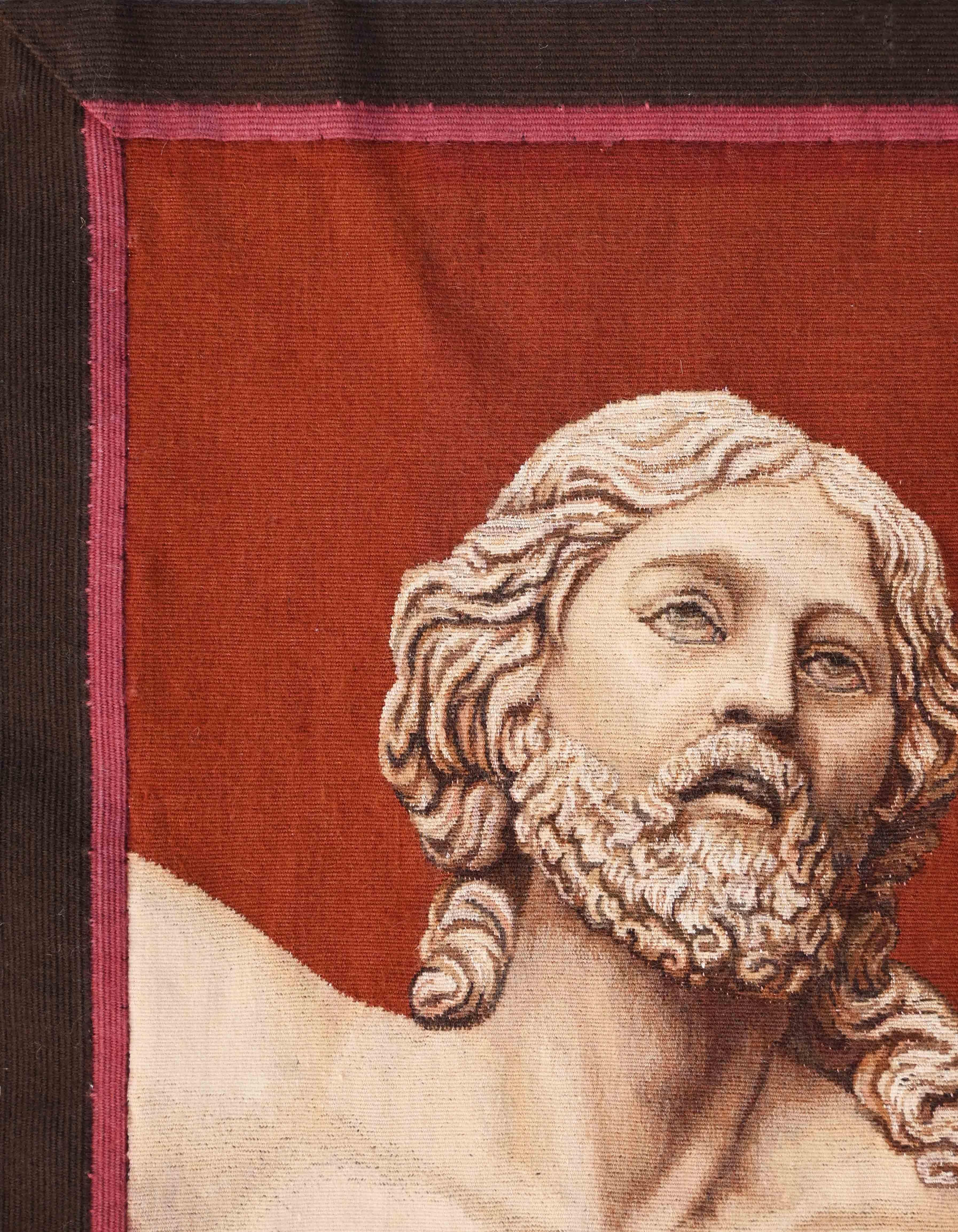 Portrait of Christ on the Cross, French Aubusson Tapestry 19th century - N° 1559 Francés en venta
