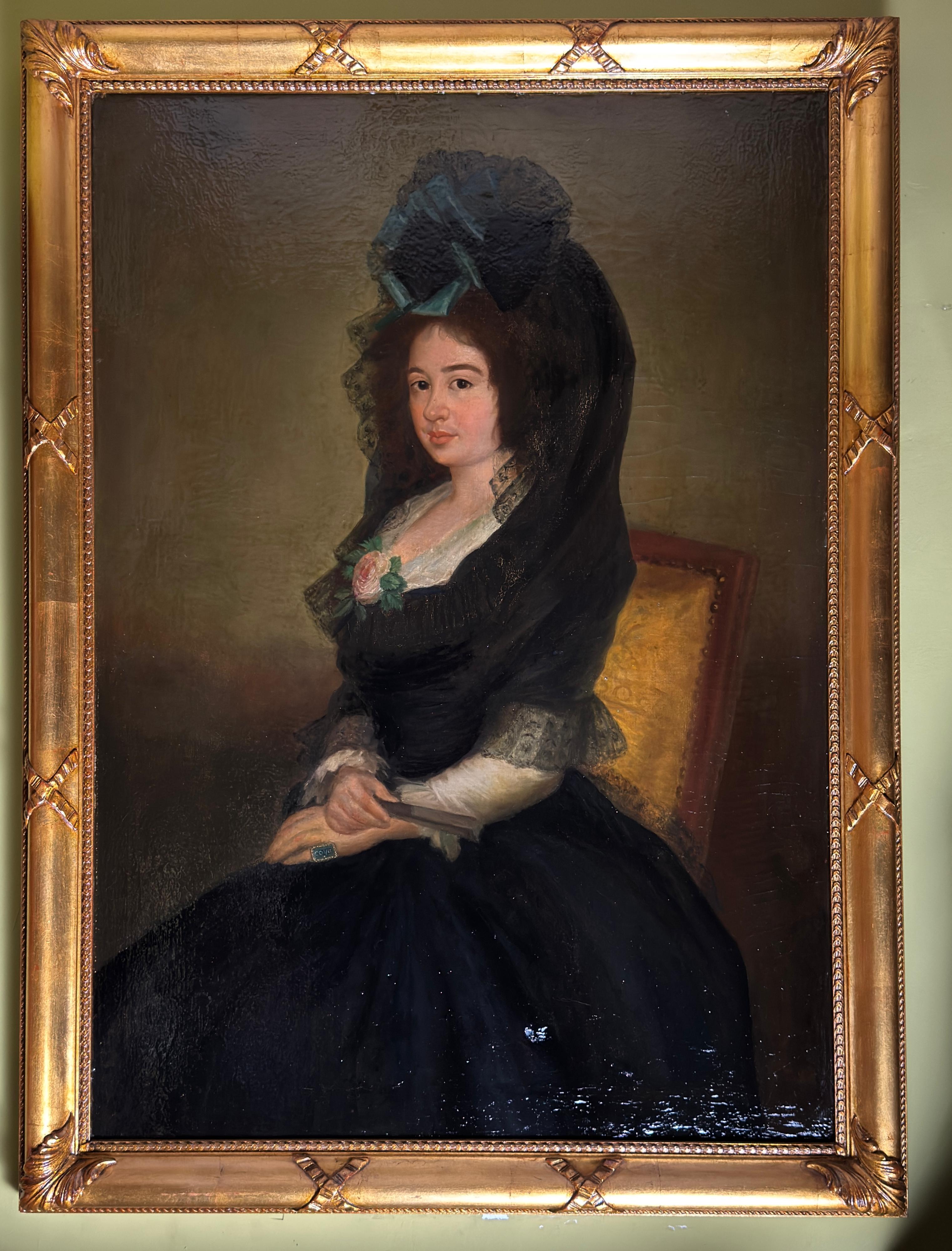 Retrato de Doña Narcisa Barañana de Goicoechea, Copia autorizada por el MET, óleo, 1937 Colonial español en venta